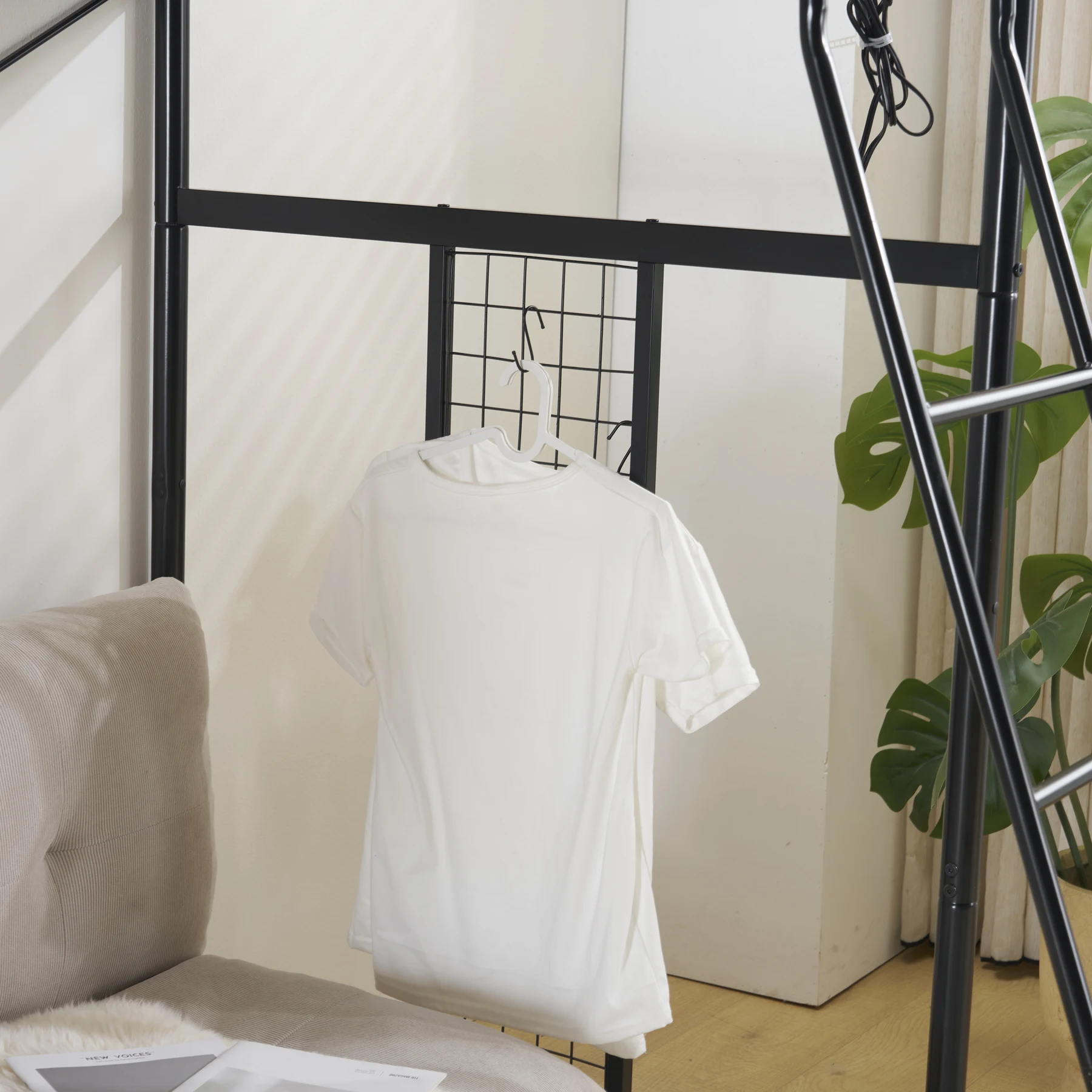 【ホワイト】システムベット 3WAYロフトベッド シングル 収納付き 北欧風 スチール 耐震 コンセント付き メッシュパネル付き 高さ3段階
