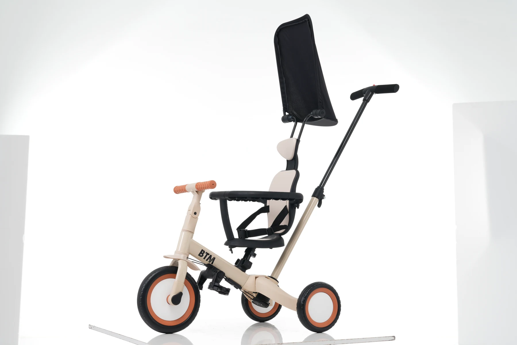 【ブルー】子供用三輪車 5in1 自転車 オリジナル 押し棒付き 安全バー付き サンシェード付き