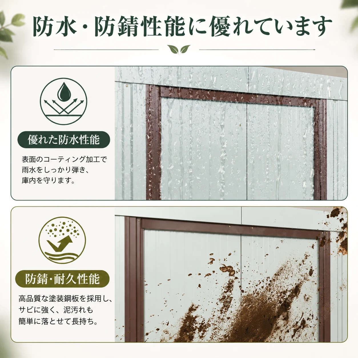 物置 屋外 戸外収納庫 スチール 幅194*奥行き131*高184 床材補強フレーム付 引き戸両開きタイプ 換気口付き 防さび ベランダ 防水 ガーデニング 庭