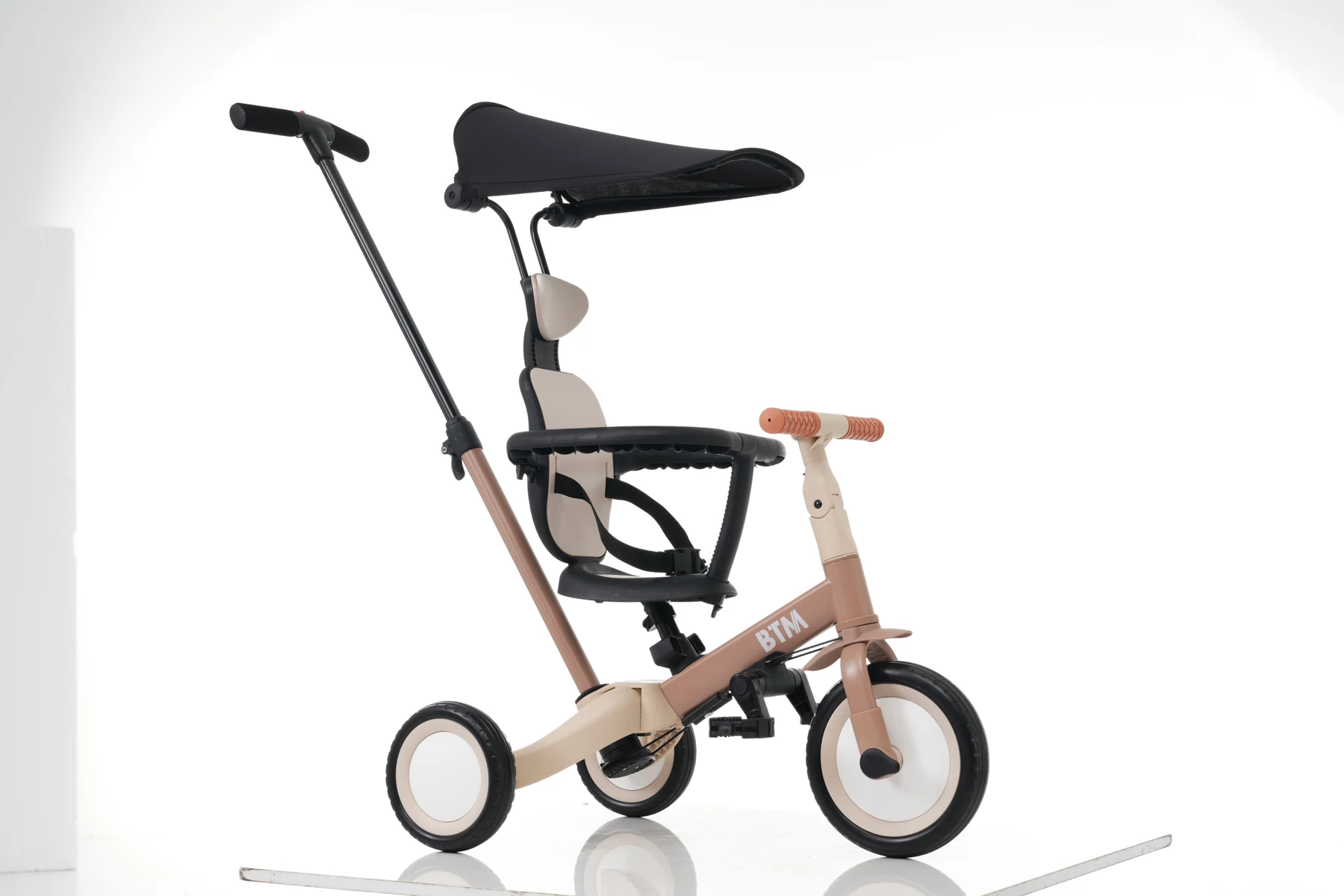 【ブルー】子供用三輪車 5in1 自転車 オリジナル 押し棒付き 安全バー付き サンシェード付き