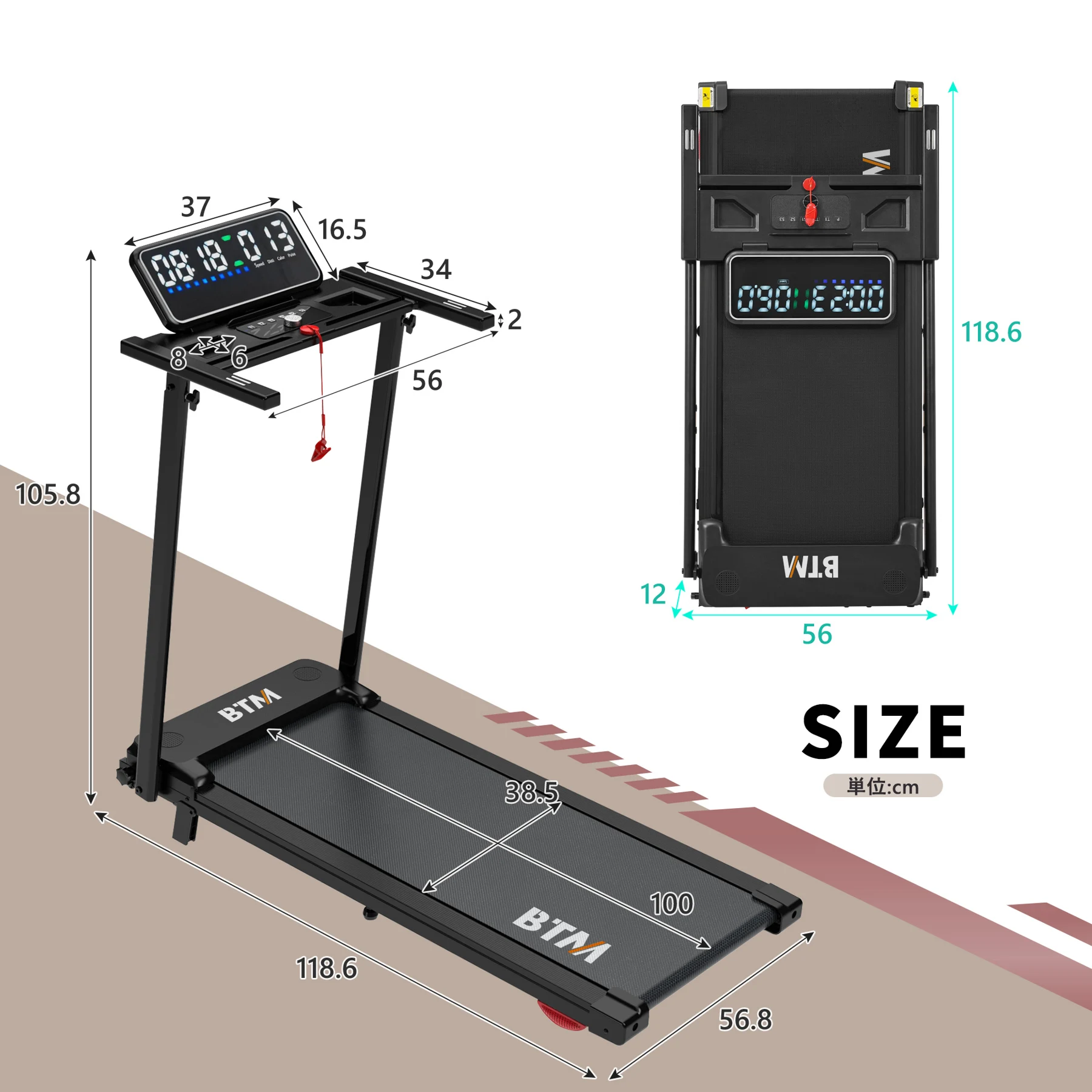 ルームランナー 電動ランニングマシン 1〜10km/h 傾斜6度 折りたたみ 大型LEDディスプレイ スピーカー搭載 キャスター付き 12種類プログラム 心拍数計測機能付き 付属リモコン 耐荷重130kg 省スペース 男女兼用 家庭用 ウォーキングマシン フィットネスマシン トレッドミル
