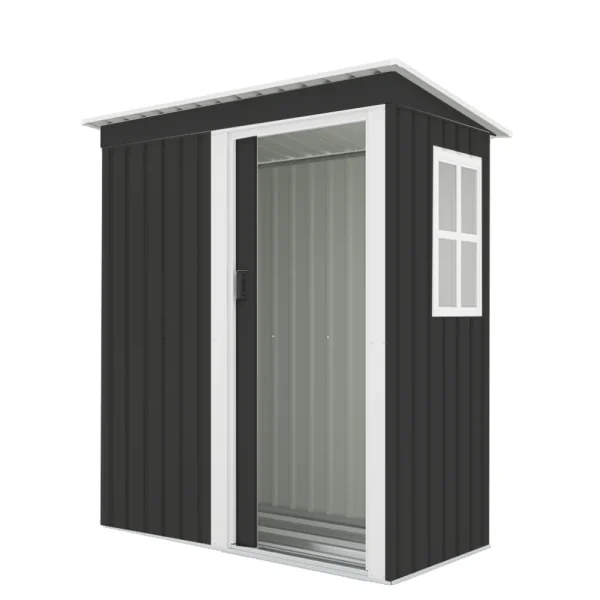 【 ブラック　棚なし】物置 屋外 大型 倉庫 大型物置 戸外収納庫 物置 防水/耐侯 収納可能 ガーデン/庭/田畑/農場 頑丈 大容量 スチール　引き戸　補強フレーム付き　窓付き　床なし