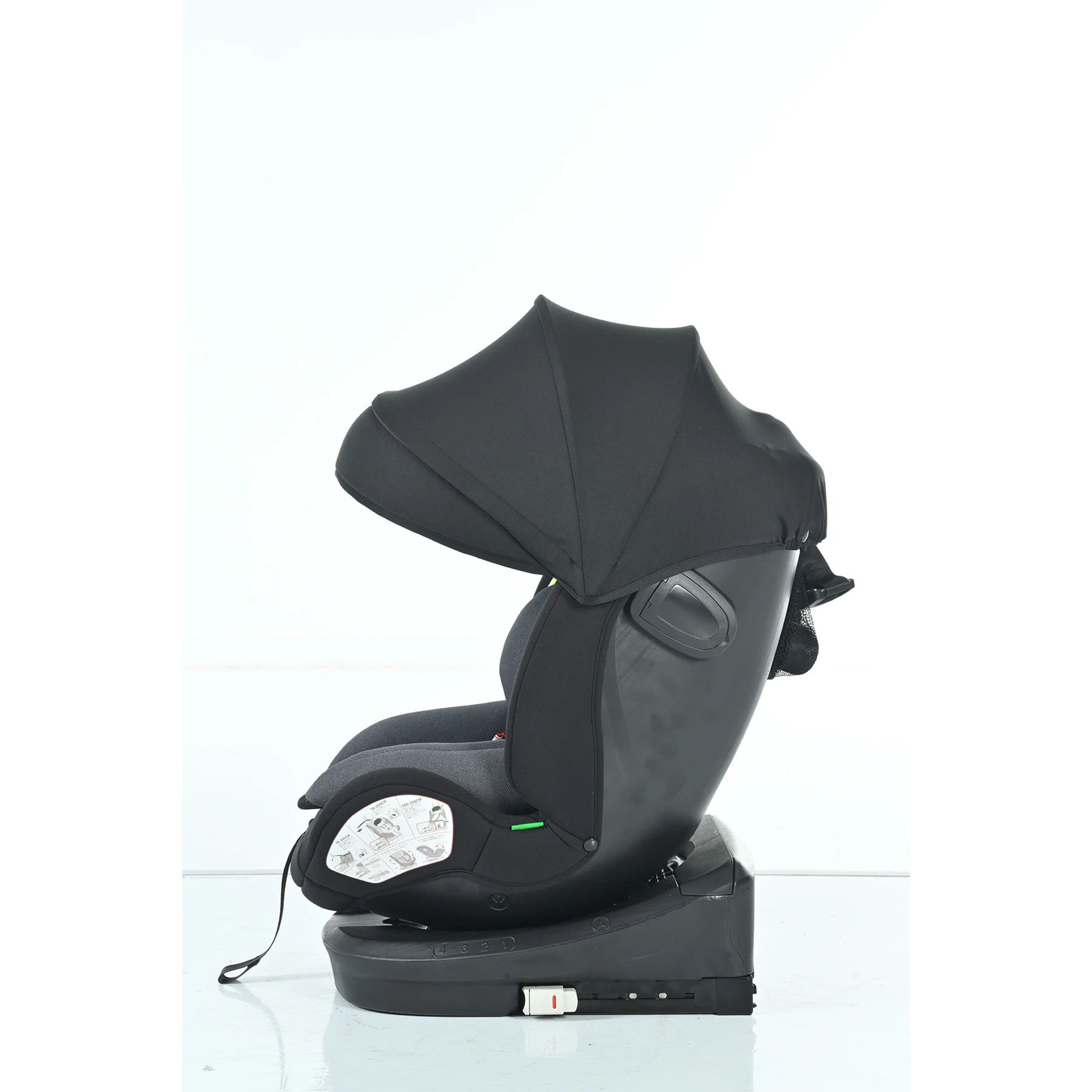 【ドリンクホルダー追加】【トップテザー】チャイルドシート 新生児 ISOFIX 0歳~12歳 360度回転式 40~150cm ジュニアシート 調節可能 洗える 超広いキャノピー付き ベビーシート 出産祝い 車【ブラック+ダークグレー】