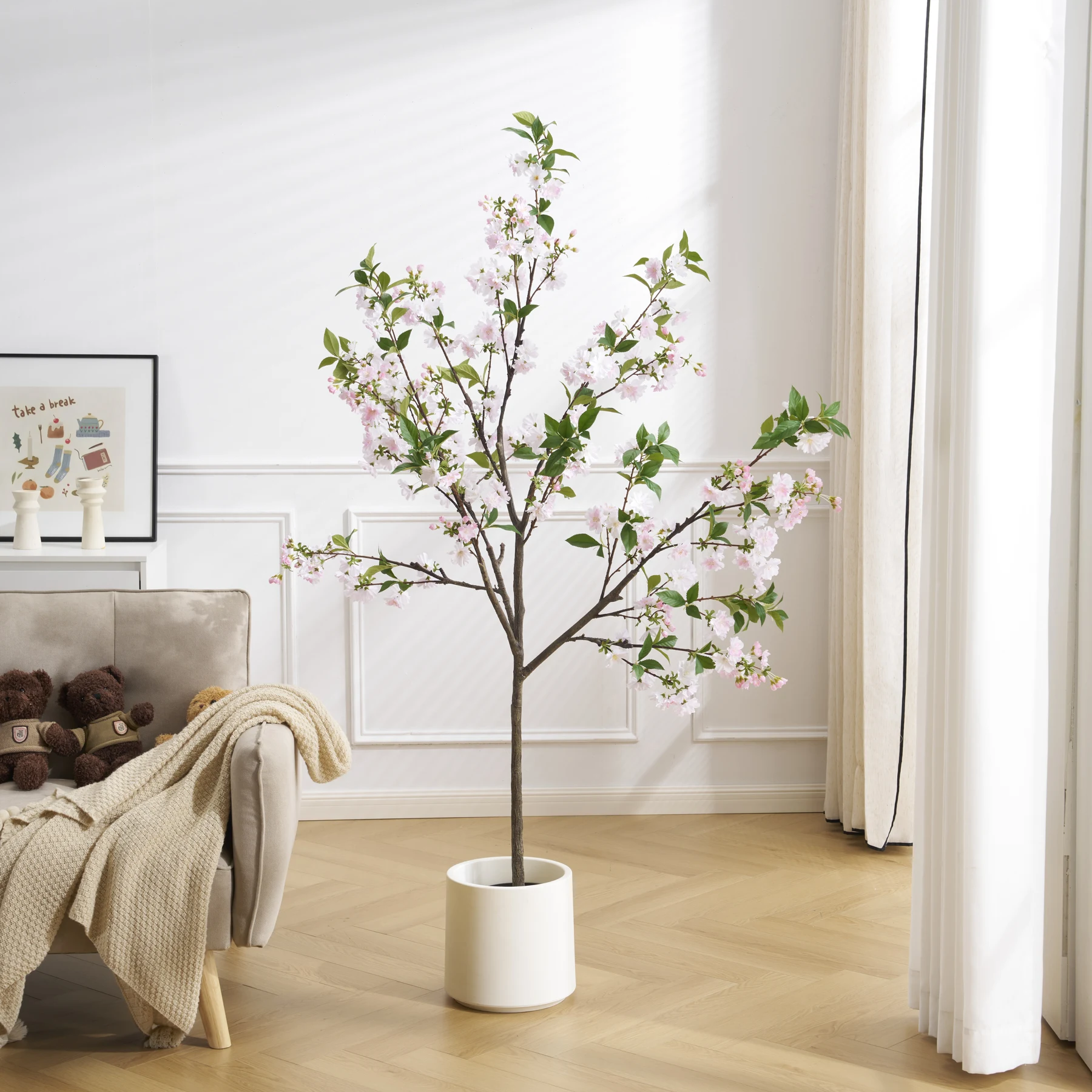 観葉植物 フェイク 180cm 八重桜 フェイクグリーン 人工観葉植物 大型 水性塗料 造花 ホテル インテリア リアル おしゃれ お祝い 樹 木 室内