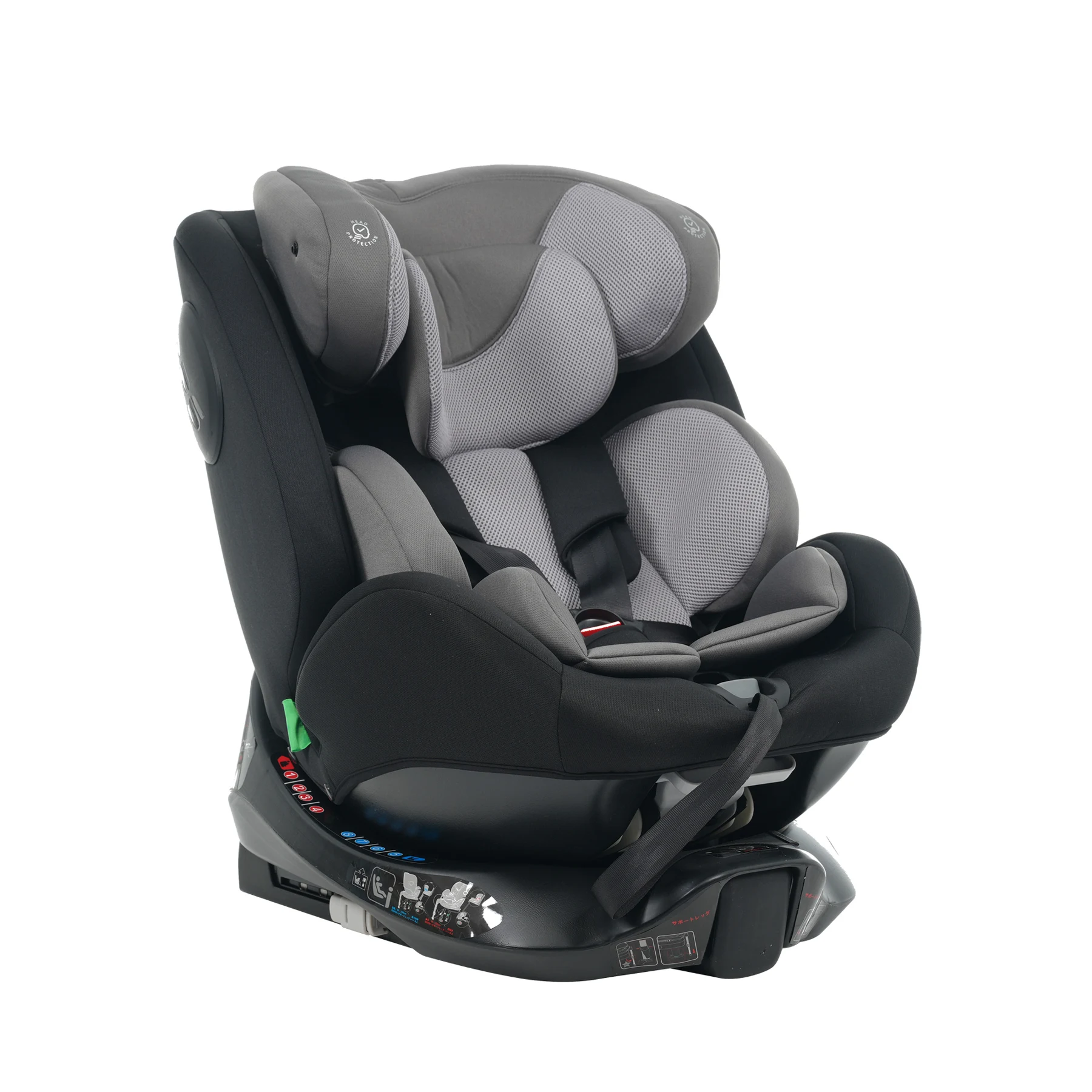 【サポートレッグ】 新安全基準R129適合 チャイルドシート ISOFIX 360度回転 0-12歳頃 40~150cm キャノピー付き ジュニアシート 長く使える 洗える 取付簡単 キッズシート ベビーシート 出産祝い【ブラック+グレー】