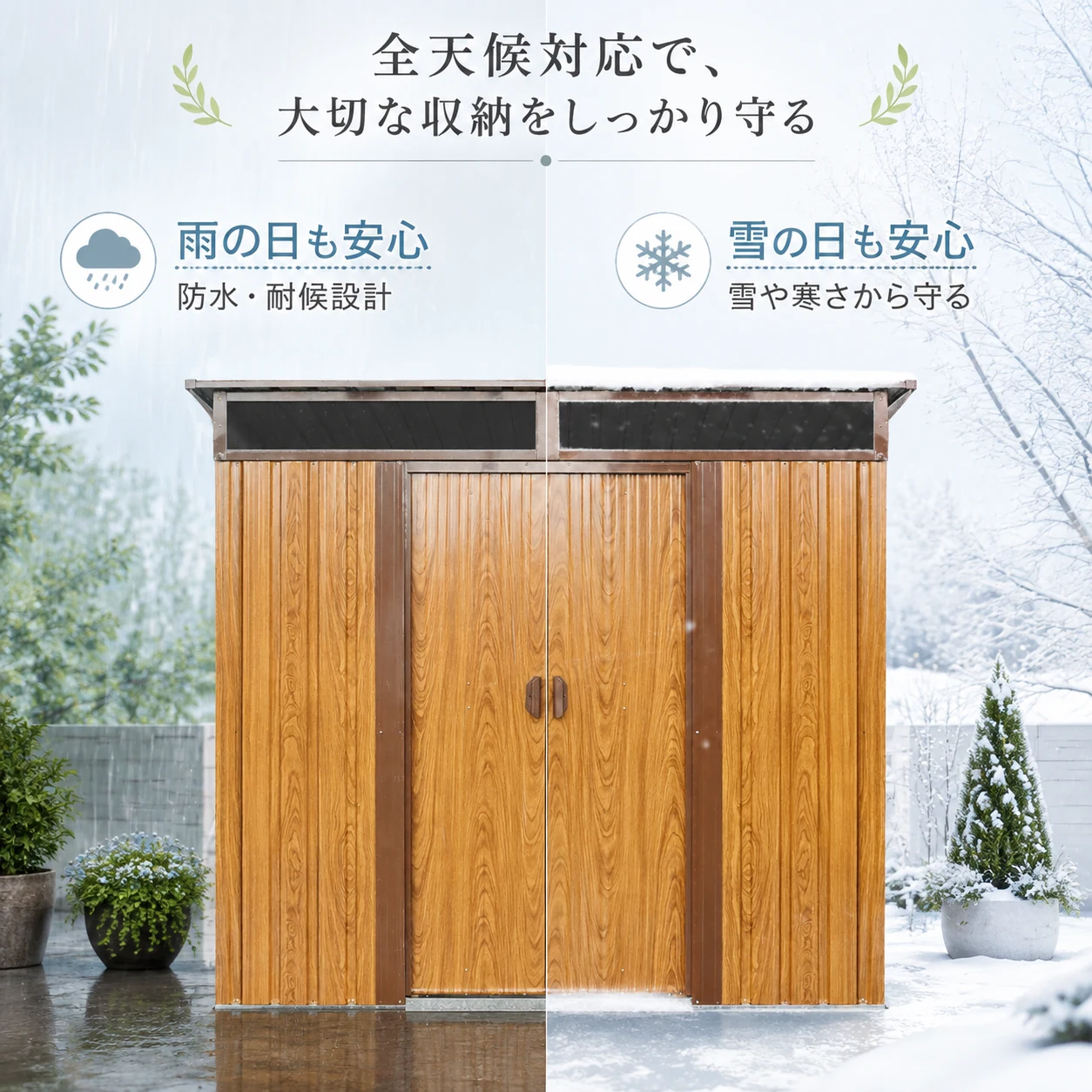 物置 屋外 戸外収納庫 スチール 幅195*奥行き150*高180 引き戸両開きタイプ 換気口付き 防さび ベランダ 防水 ガーデニング 庭