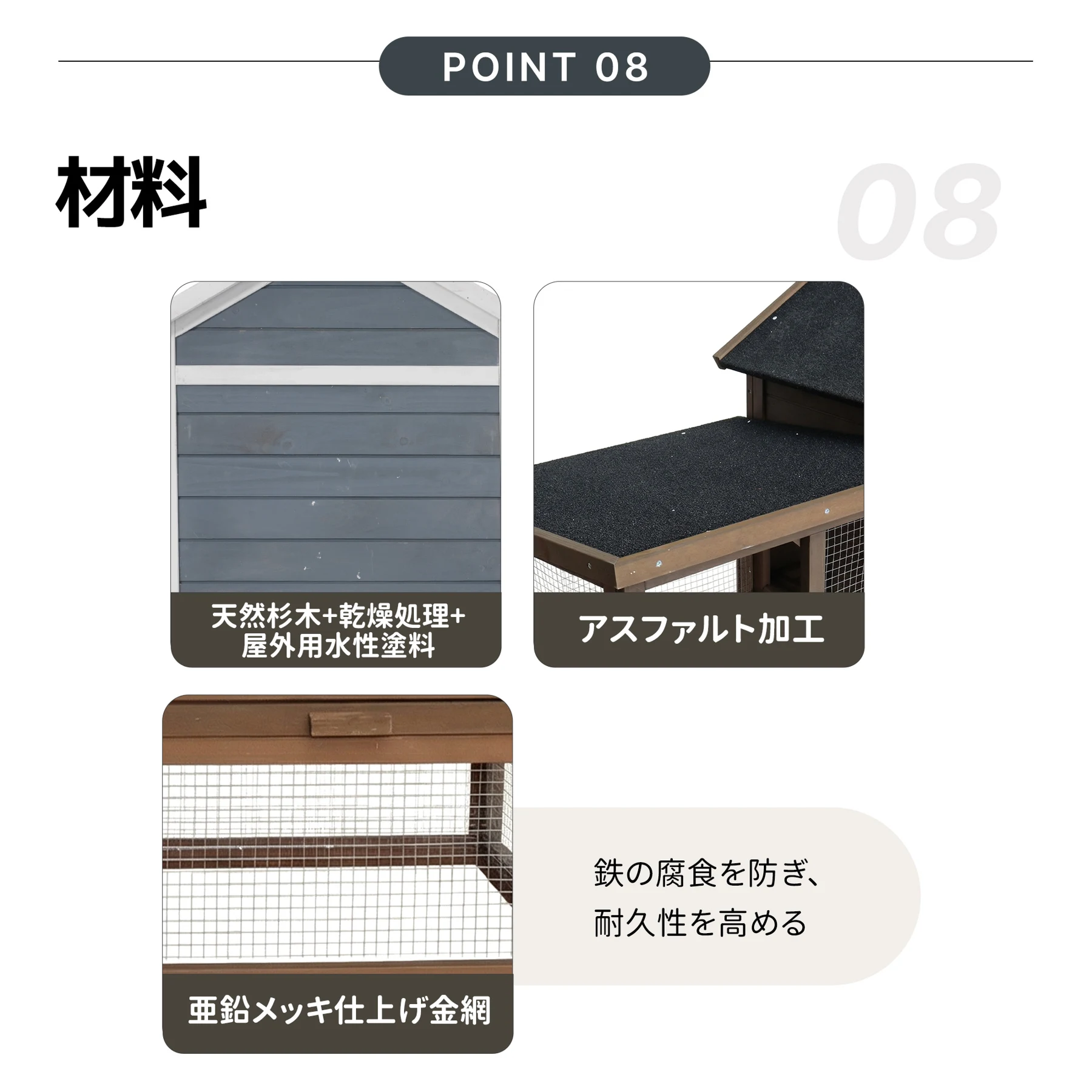 大型ペットケージ 小動物ケージ 鶏ケージ 4~6 羽用 大型鳥かご 無垢材 防水仕様 鶏小屋 鶏用ケージ 鶏舎 室内屋外兼用 大容量 うずら 鳩 兎 モルモット フェレット ハリネズミ 飼育小屋 組立簡単【ナチュラル】