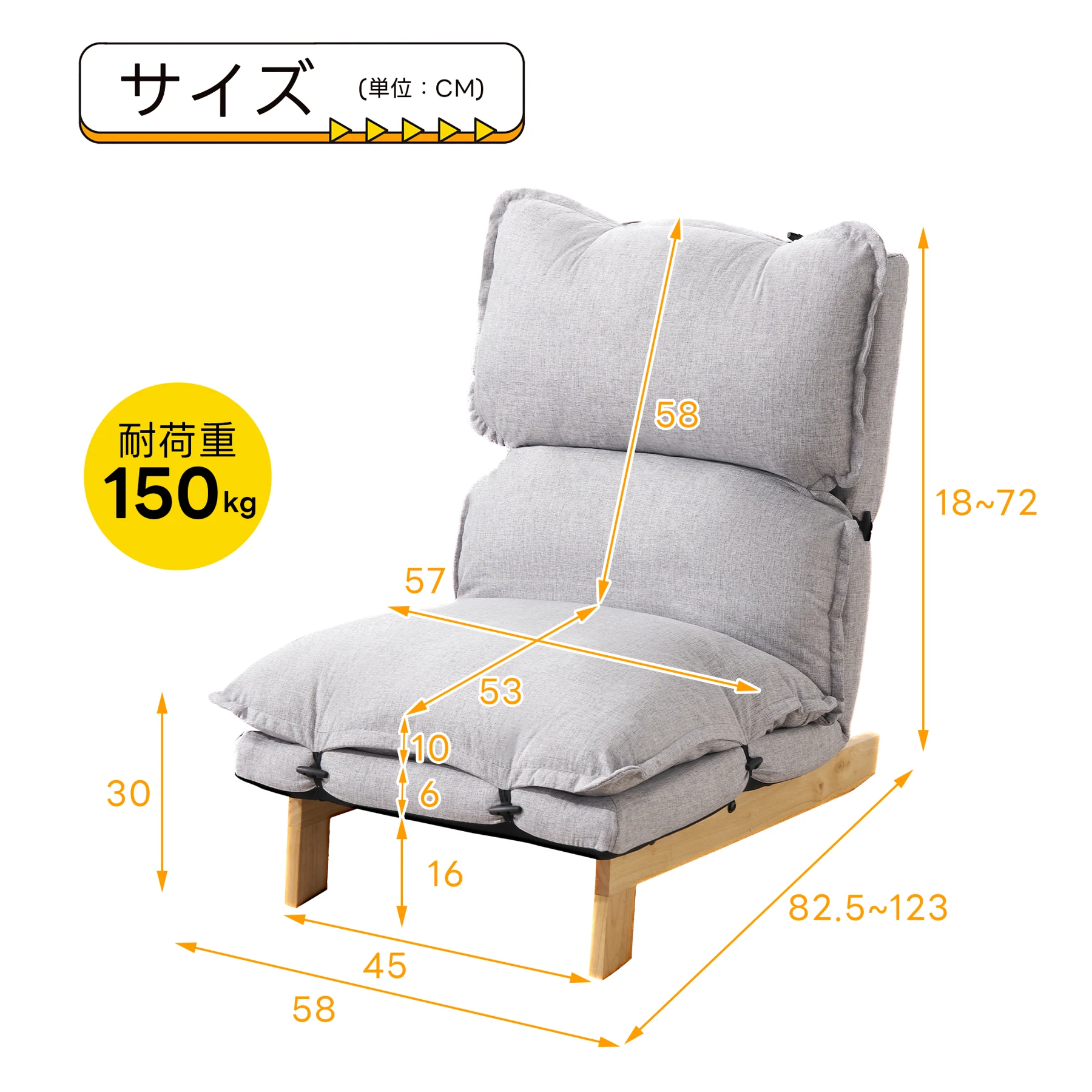 座椅子 ソファー ソファーベッド 背もたれ5段調整可能 4WAY 1人掛け シンプル 折りたたみ フロアソファー 寝る 座る 可愛い外観 実用性 コンパクト ふわふわ 一人暮らし コンパクト おしゃれ 取り外し可能な底部フレーム 耐荷重150kg 三角安定構造