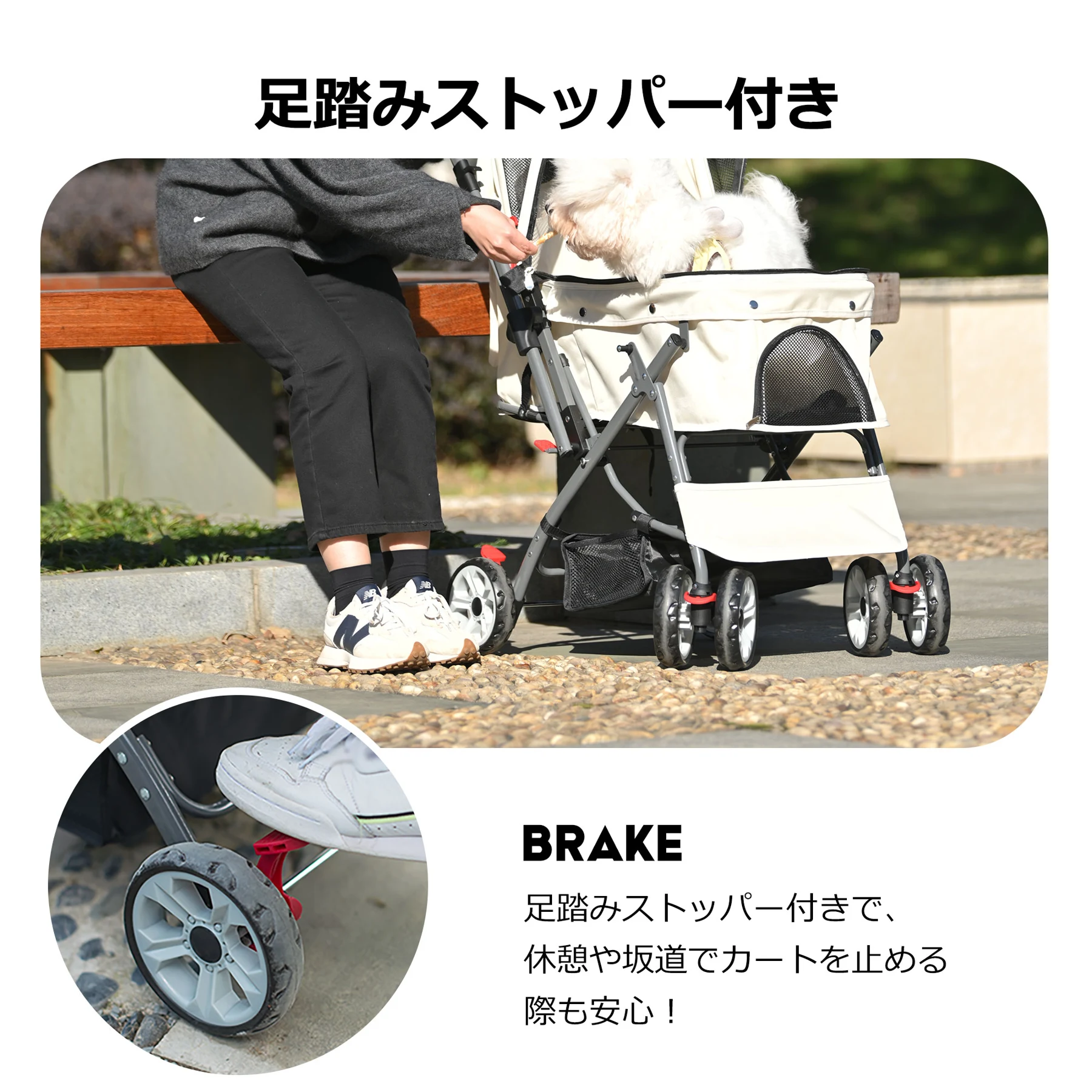 ペットカート 対面式 折りたたみ 多頭 中型犬 小型犬 猫 2way 軽量 組立簡単 工具不要 介護用 ドッグカート ペットバギー 犬 猫 動物 ペット用品 【ベージュ】