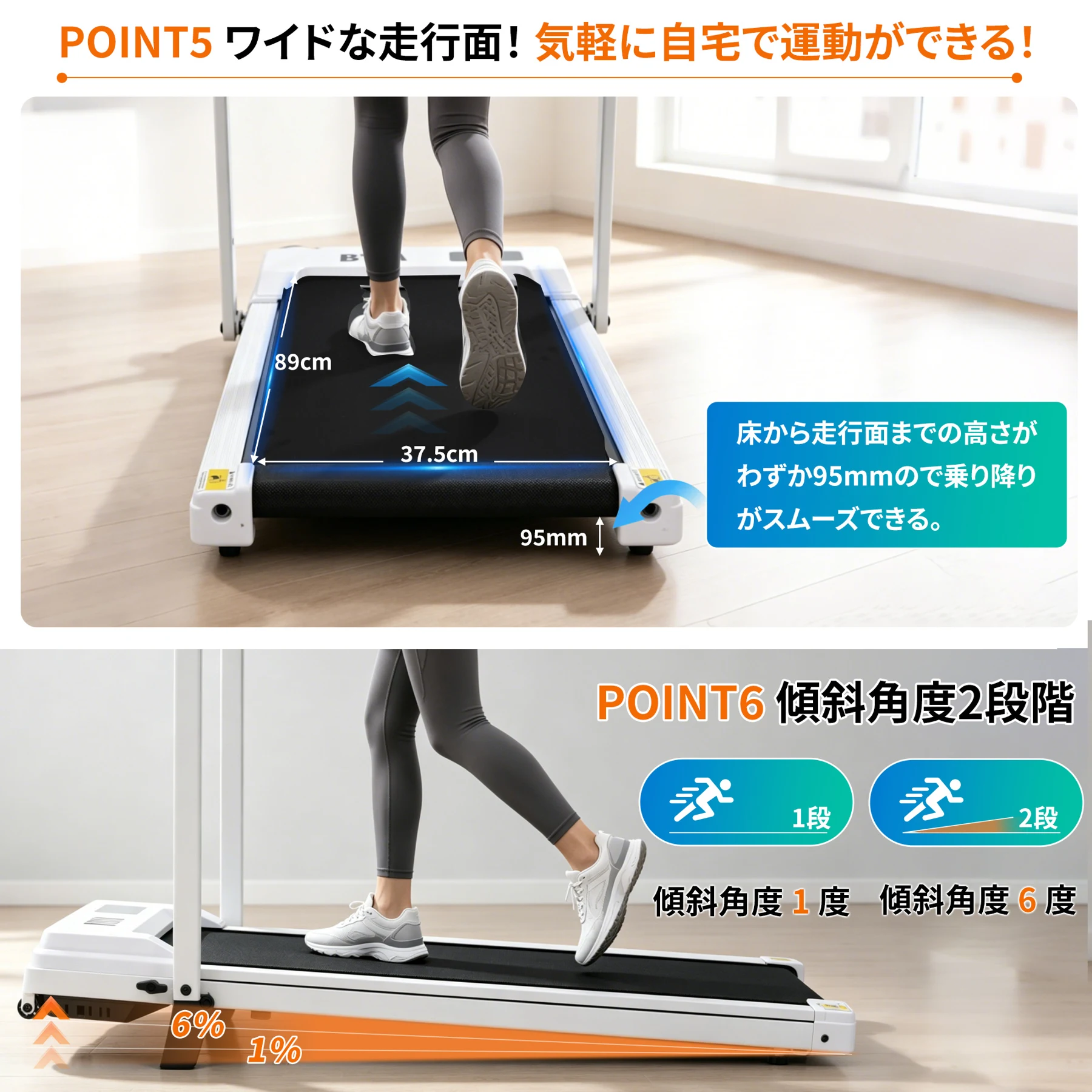ルームランナー 電動ランニングマシン 1〜8km/h 傾斜6度 折りたたみ スマホホルダー付き キャスター付き 付属リモコン 耐荷重100kg 省スペース 薄型 コンパクト 家庭用 ウォーキングマシン フィットネスマシン トレッドミル