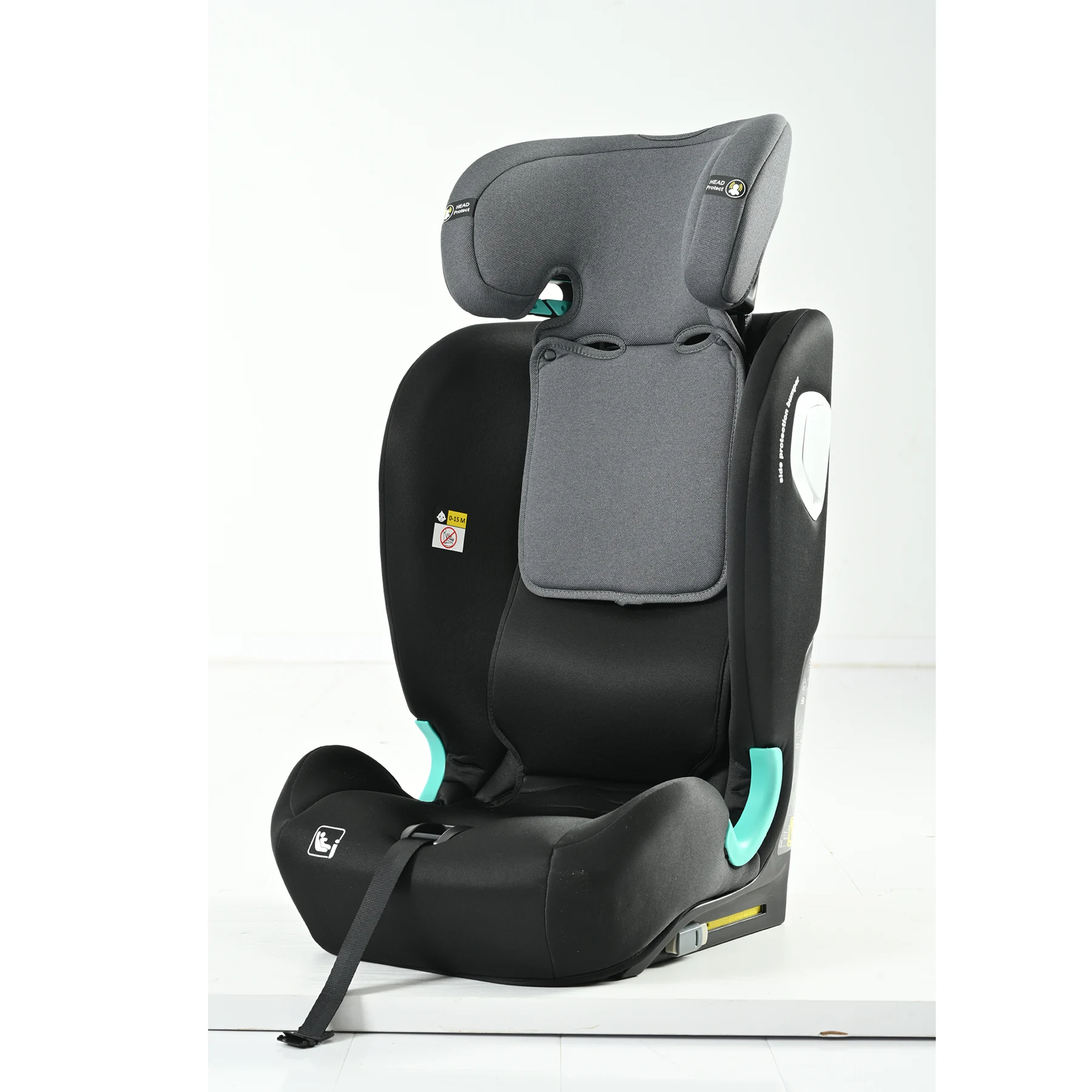 【トップテザー】安全基準R129 チャイルドシート ISOFIX 約15ヶ月~12歳 76~150cm ジュニアシート 調節可能 洗える ベビーシート 出産祝い 車【ブラック+ダークグレー】
