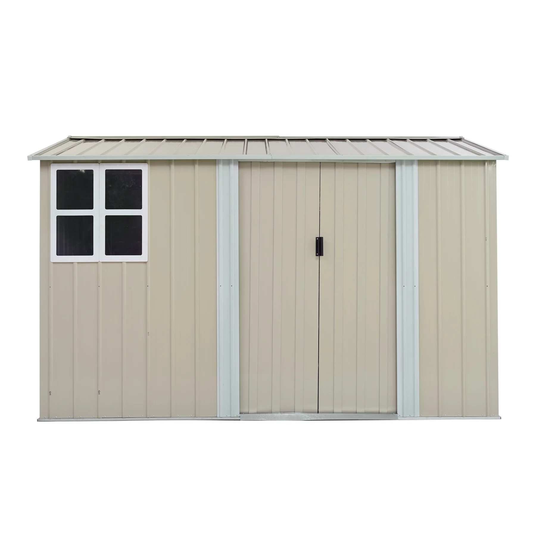 物置 屋外 スチール 倉庫 床材補強フレーム付き 戸外収納庫 幅290*奥行き232*高195 物置き おしゃれ 大型 収納庫 屋外物置 防さび ベランダ 防水 ドア スチール物置 屋外収納 ガーデニング 庭 新作【グレーホワイト】