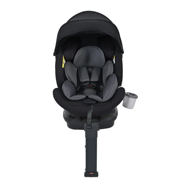 【ドリンクホルダー追加】【サーポットレッグ】チャイルドシート 新生児 ISOFIX 0歳~12歳 360度回転式 40~150cm ジュニアシート 調節可能 洗える 超広いキャノピー付き ベビーシート 出産祝い 車【ブラック+ダークグレー】