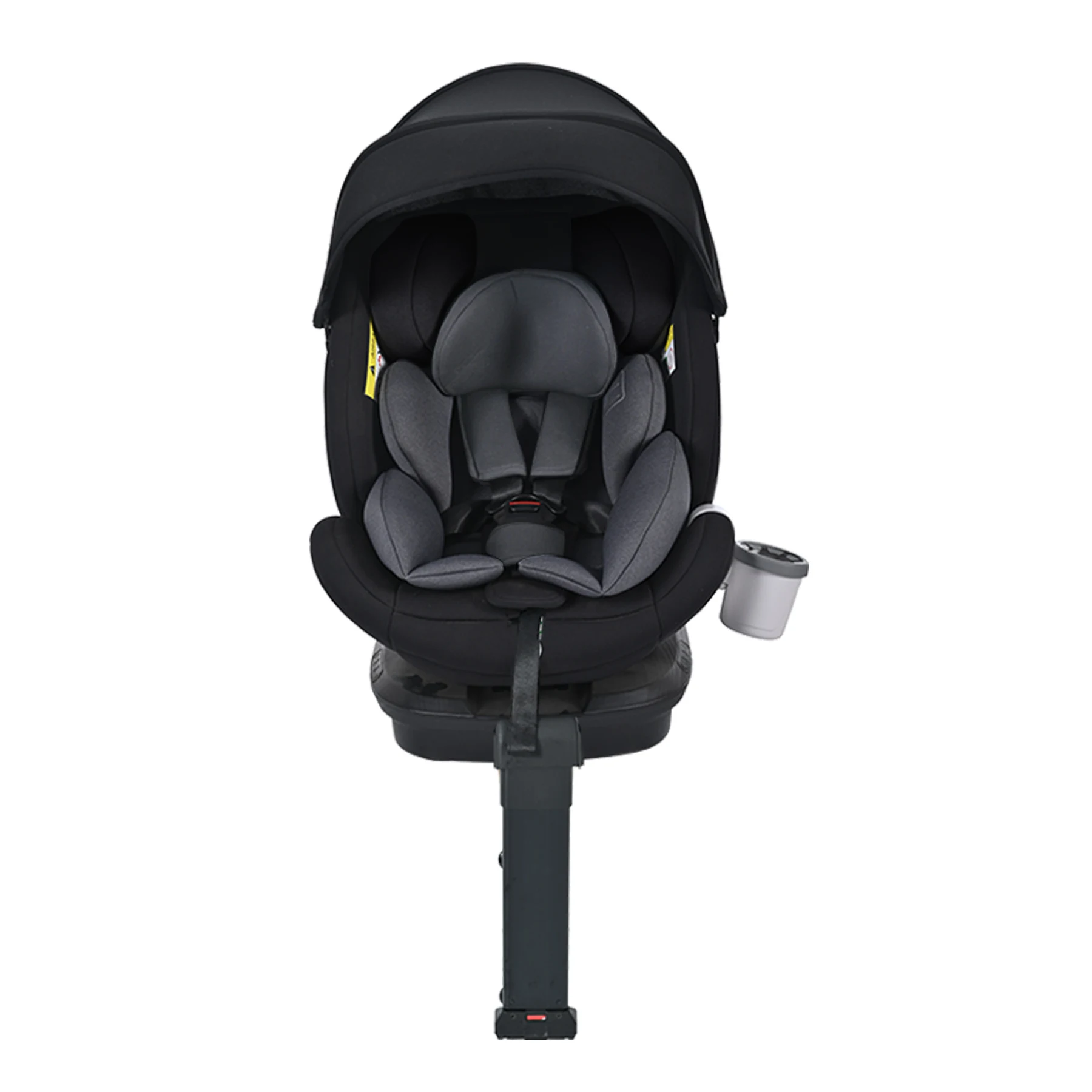 【ドリンクホルダー追加】【サーポットレッグ】チャイルドシート 新生児 ISOFIX 0歳~12歳 360度回転式 40~150cm ジュニアシート 調節可能 洗える 超広いキャノピー付き ベビーシート 出産祝い 車【ブラック+ダークグレー】