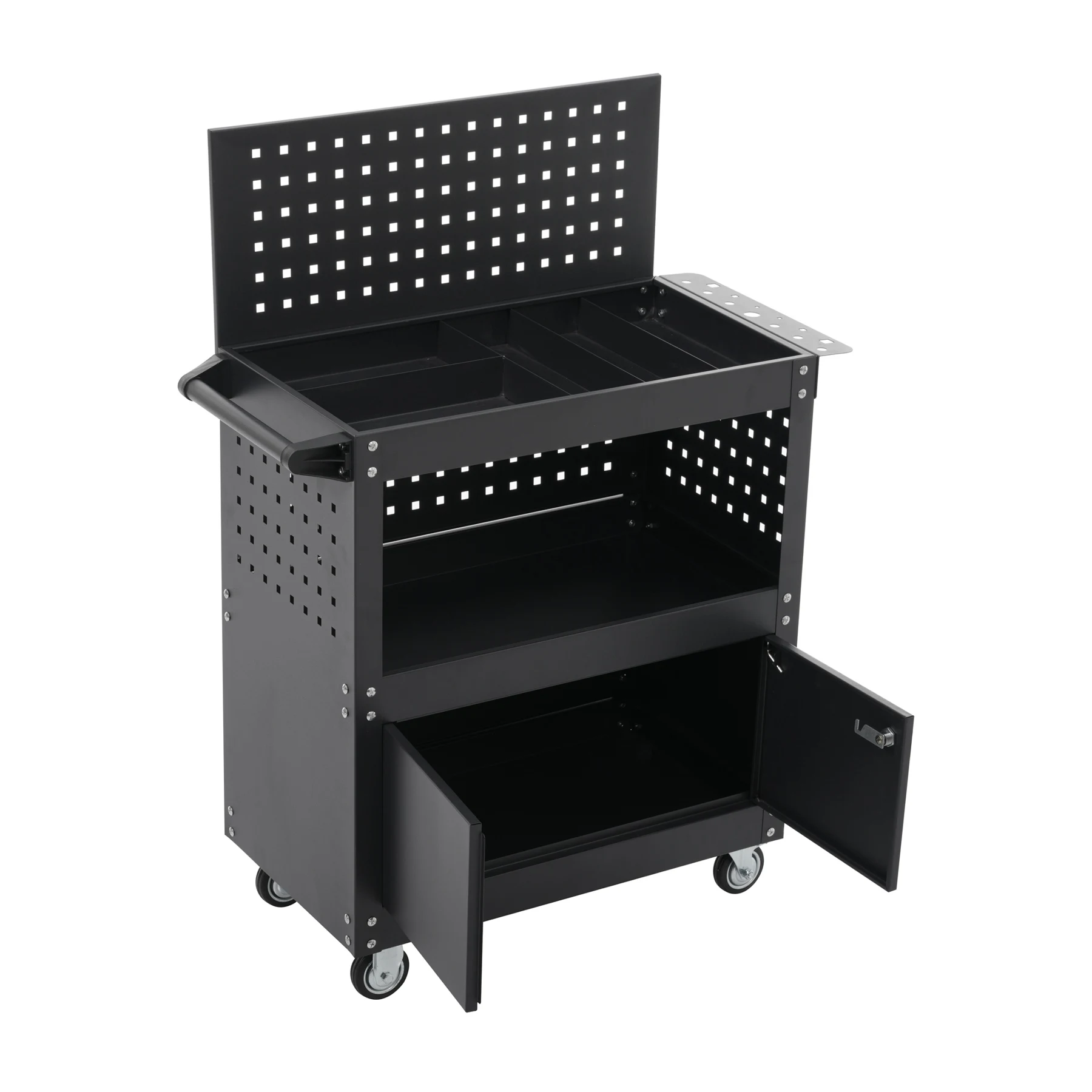 ツールキャビネット 2in1 ツールワゴン ツールカート工具カート ロールキャビネット スチール ローラーキャビネット ハンドル DIY 引き出し 鍵付き キャスター付き ロック付き 新作【ブラック】