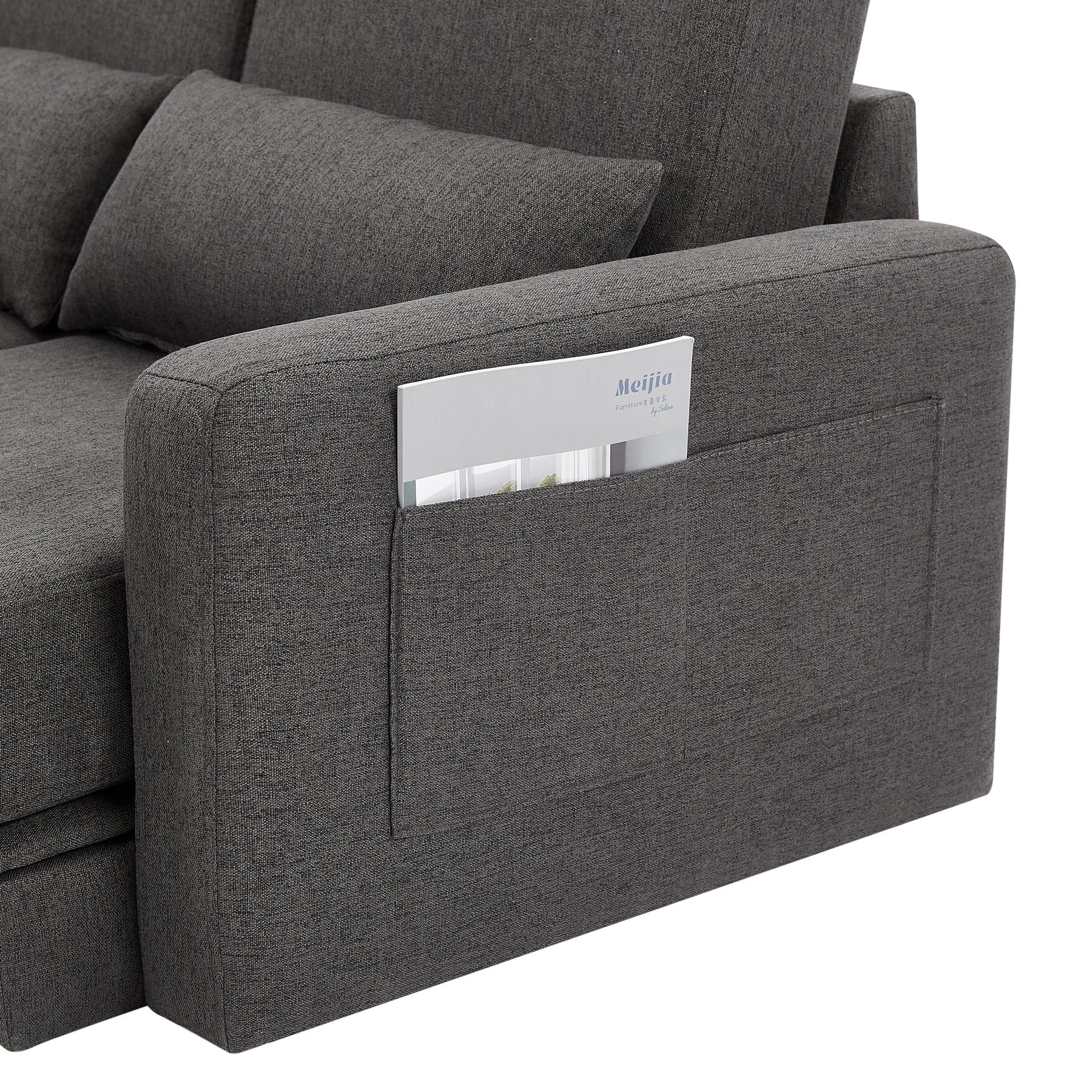 2 seater sofa ソファ 2人掛け 収納付き ファブリック 両側に肘掛け付き 木脚外し可能 ローソファ コンパクト ひとり暮らし カウチソファー