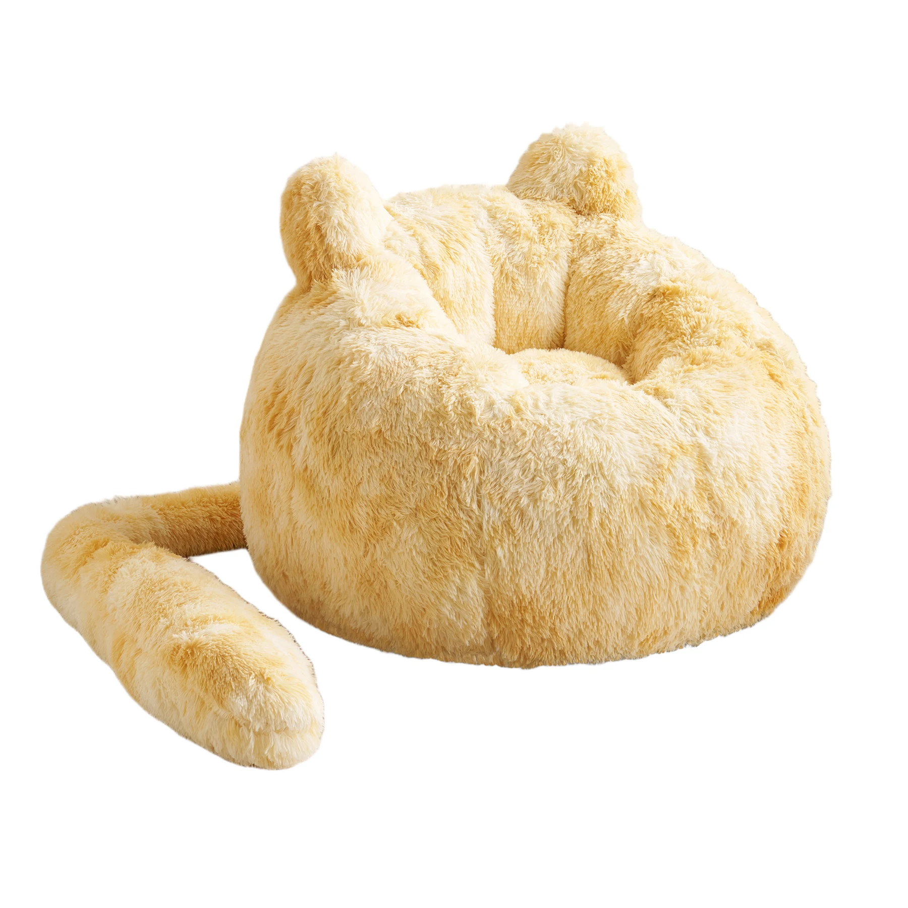 一人掛けソファ ローソファ フロアソファ 猫耳デザイン しっぽ付き ふわふわ もちもち 包み込まれる座り心地 取り外し可能 圧縮梱包 耐荷重150kg 滑り止め付き 背面ハンドル付き コンパクト ミニサイズ 座椅子 リビング 寝室 一人暮らし