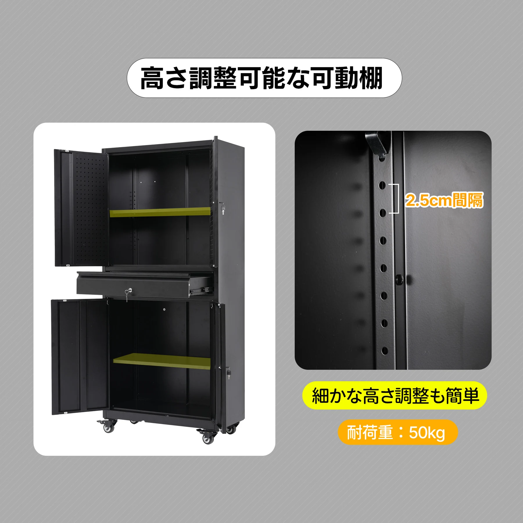 ツールキャビネット ロッカー 大型倉庫 ツールワゴン ツールカート 耐荷重150kg W76cm×D38cm×H170cm工具カート ロールキャビネット スチール ローラーキャビネット DIY 有孔ボード付き 鍵付き キャスター付き ロック付き 新作