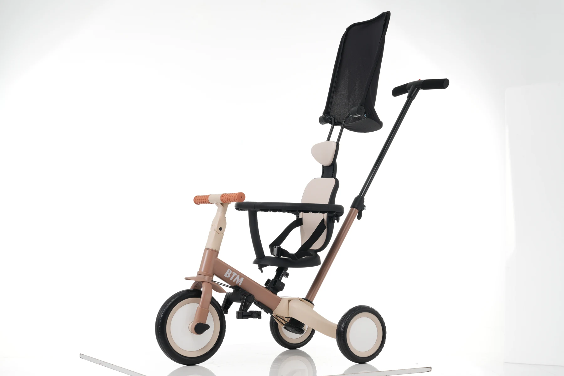【ブルー】子供用三輪車 5in1 自転車 オリジナル 押し棒付き 安全バー付き サンシェード付き