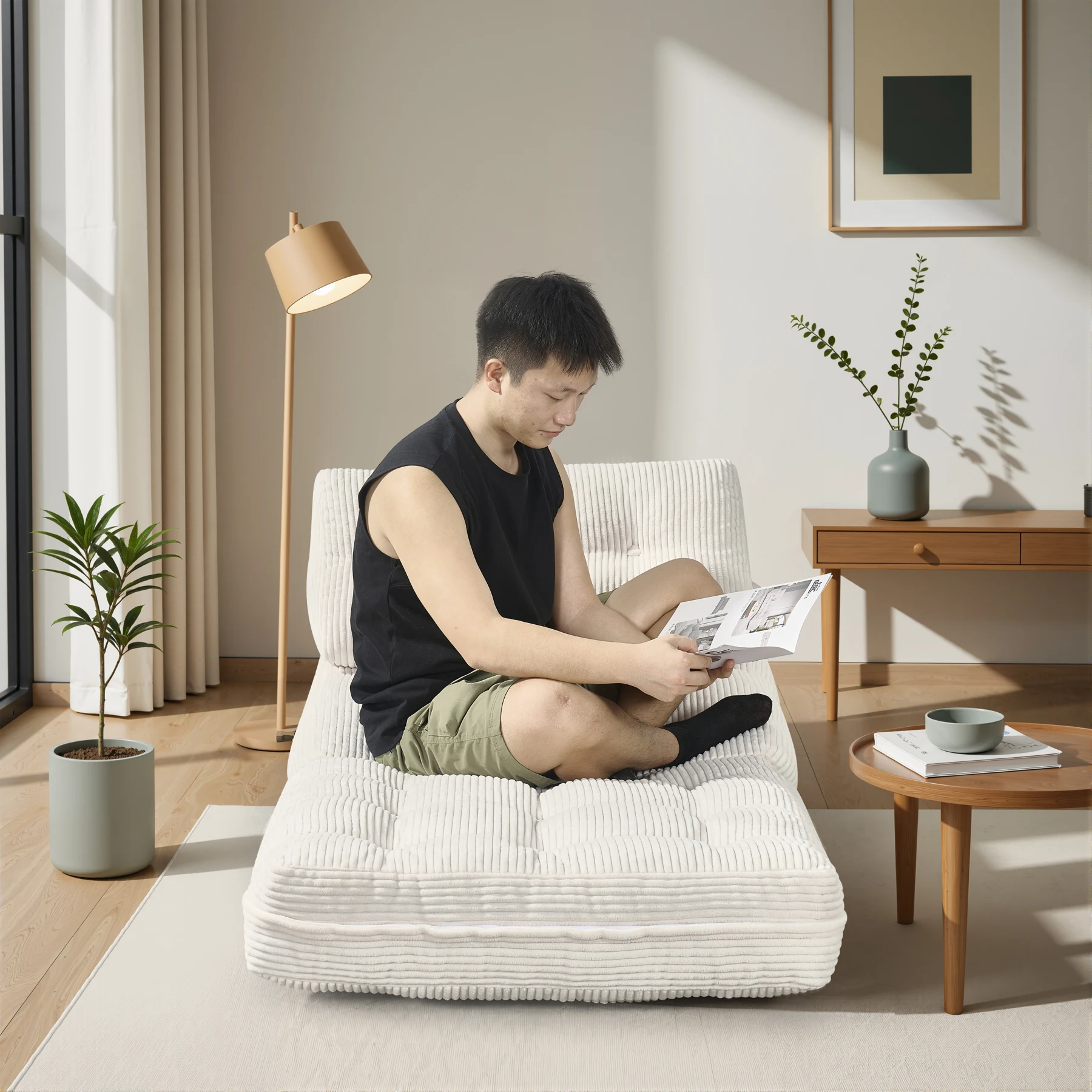 折りたたみ式ソファベッド、枕付き折りたたみ式マットレス付きコンバーチブルスリーパーチェア、ポータブル折りたたみ式チェアベッド、リビングルームや寝室に最適な快適なフロアスofaラウンジ