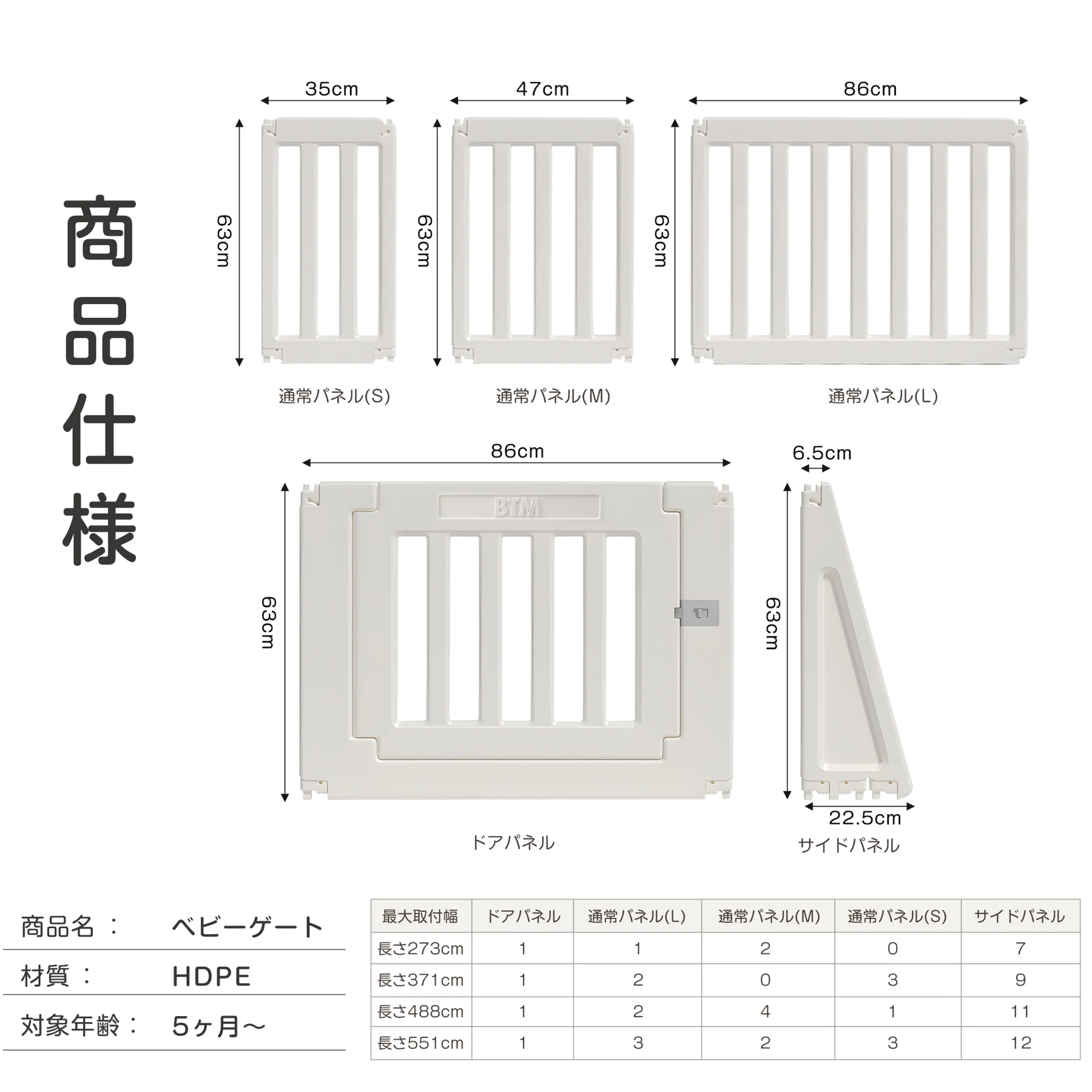 【長さ273cm】ベビーゲート パーテーション ドア付き 置くだけ ベビーガード 自立式 キッズパーテーション 変形可能 L字 コ字 一直線 273cm 簡単設置 セーフティガード リビング 赤ちゃん 間仕切り ベビーフェンス 柵