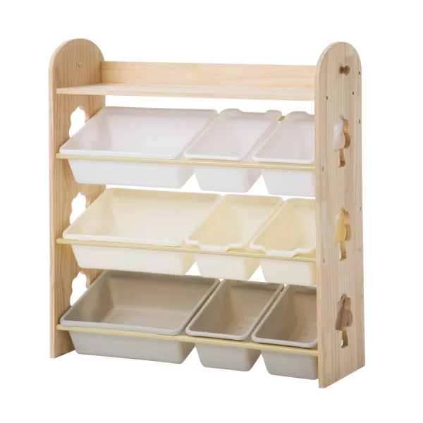 【人気商品】おもちゃ収納4段ラック 子ども用家具　天然木
