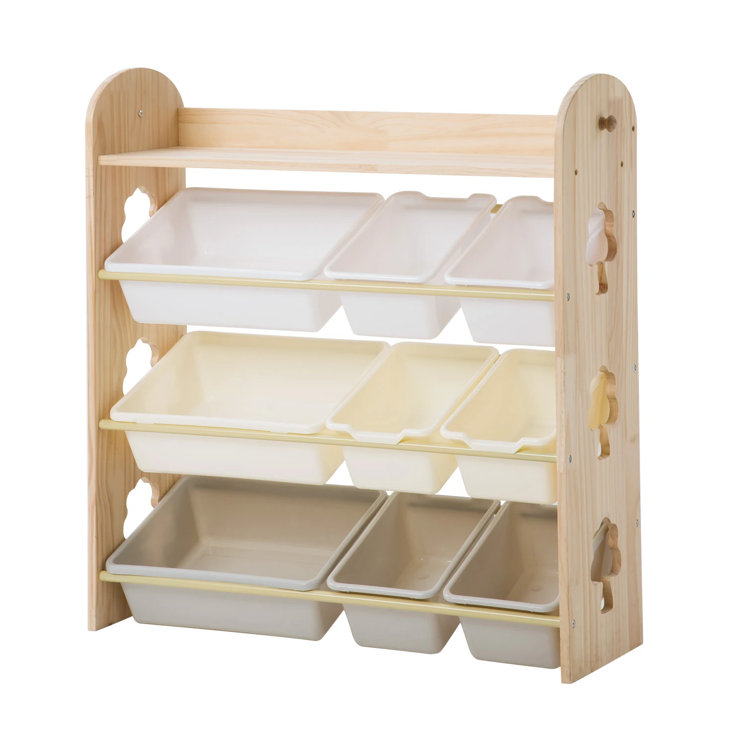 【人気商品】おもちゃ収納4段ラック 子ども用家具 天然木