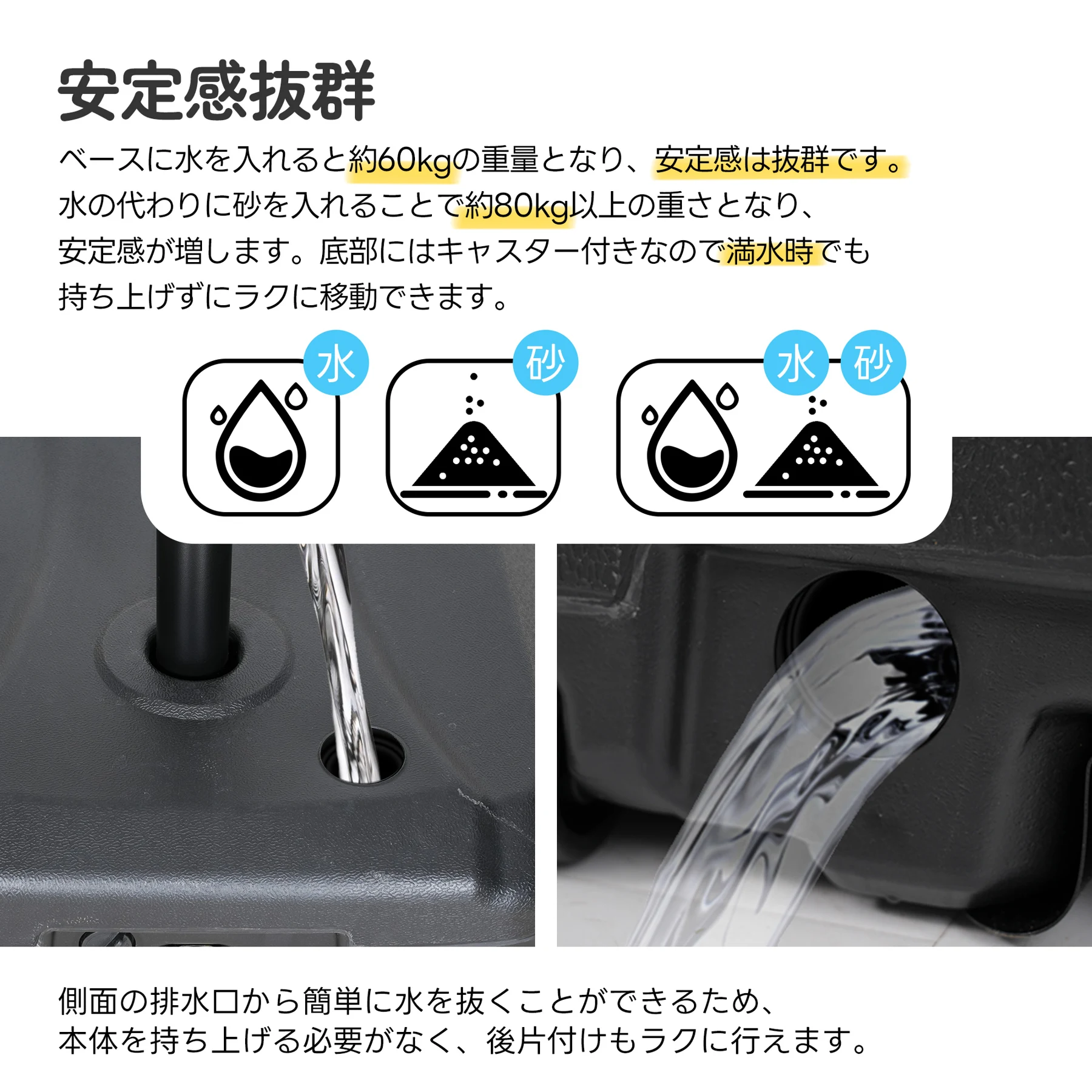 直径300cm 30+UPF紫外線 360度回転 対策角度調整 2層 専用ベース付き パラソル ガーデンパラソル 大型 ビーチパラソル ガーデニング 庭 キャンプ 日傘 家庭での使用 商業利用 海辺 プール 海の家【アイボリー】