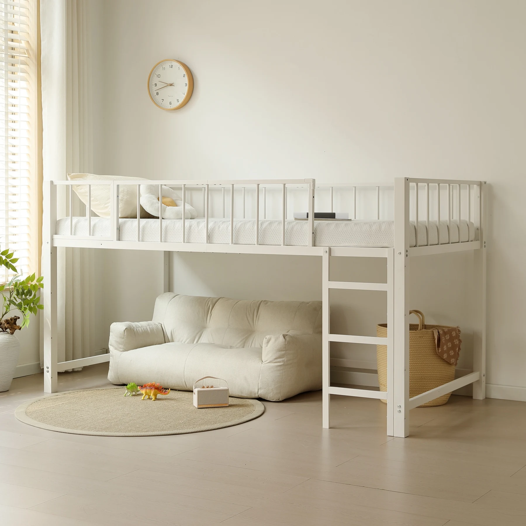 ロフトベッド パイプベッド シングル 高さ110cm ロフトベッド ロータイプ 左右入れ替え 子供ベッド シングルベッド 下収納 ロフト ベッド 省スペース スチール