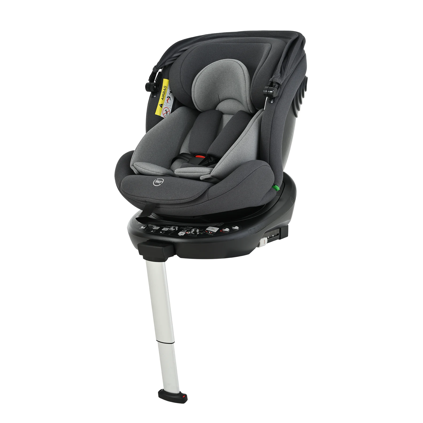 【サポートレッグ】新安全基準R129適合 チャイルドシート ISOFIX 360度回転 0-12歳頃 40~150cm 超広いサンシェード ジュニアシート 長く使える 洗える 取付簡単 キッズシート ベビーシート 出産祝い【ダークグレー+グレー】