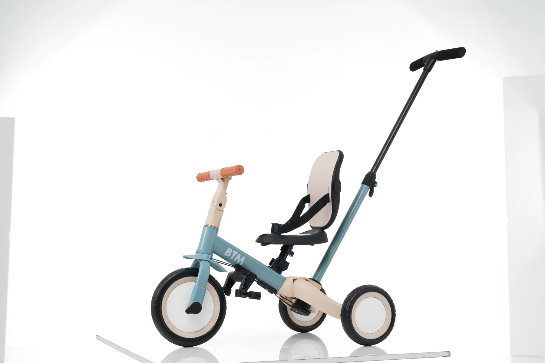 【ブルー】子供用三輪車 5in1 自転車 オリジナル 押し棒付き 安全バー付き サンシェード付き