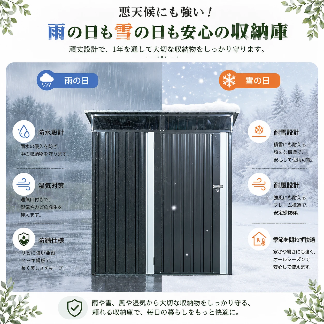 物置 屋外 戸外収納庫 スチール 幅164*奥行き111*高181 換気口付き 防さび ベランダ 防水 ガーデニング 庭