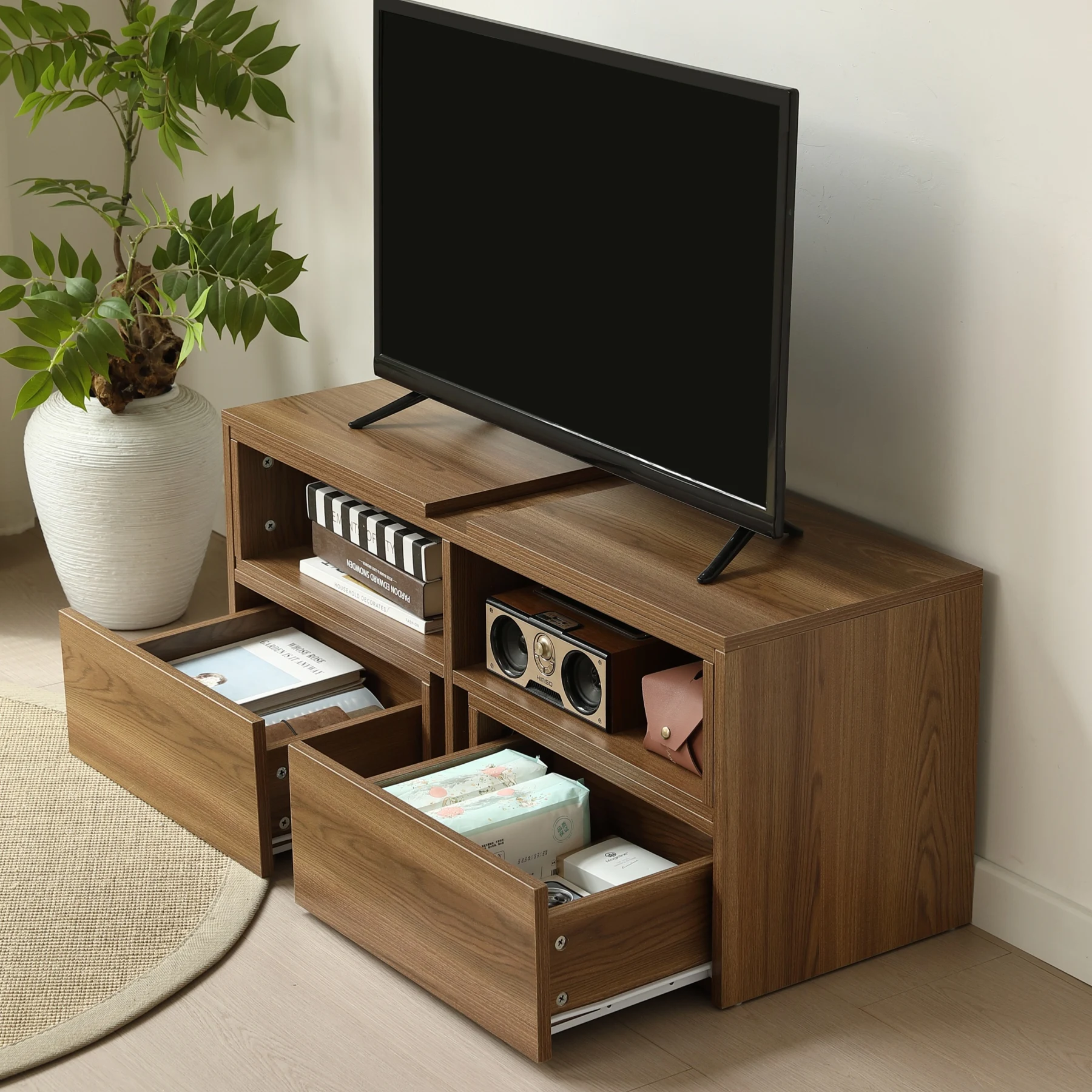 テレビ台 ローボード コーナーテレビ台 伸縮自由 幅93~172cm 高さ38cm 引き出し付き テレビボード テレビラック リビングボード おしゃれ 北欧 L字収納 TV台L字 TVボード コーナー収納ロータイプ 棚 シンプル スリム 大容量
