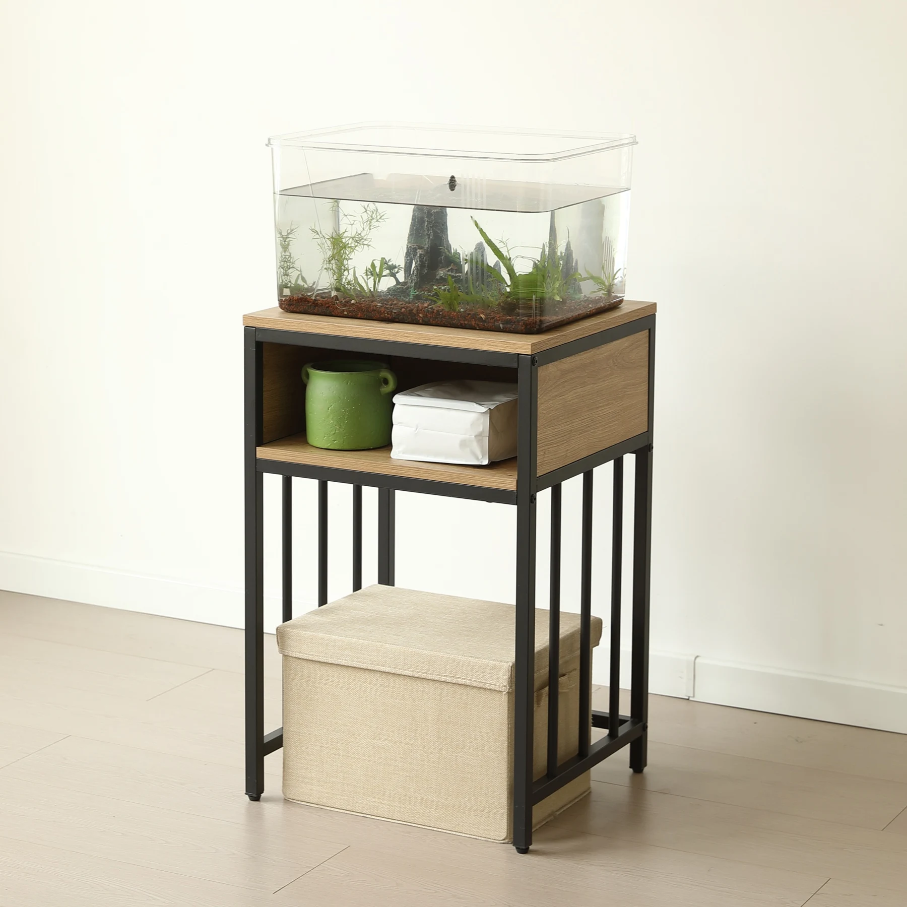 水槽台 水槽スタンド 45cm*40cm 耐荷重100kg 収納棚 二段 幅45cm スチール 頑丈 アジャスター付 水槽 ラック 収納棚 木製 飼う 2段 収納ラック