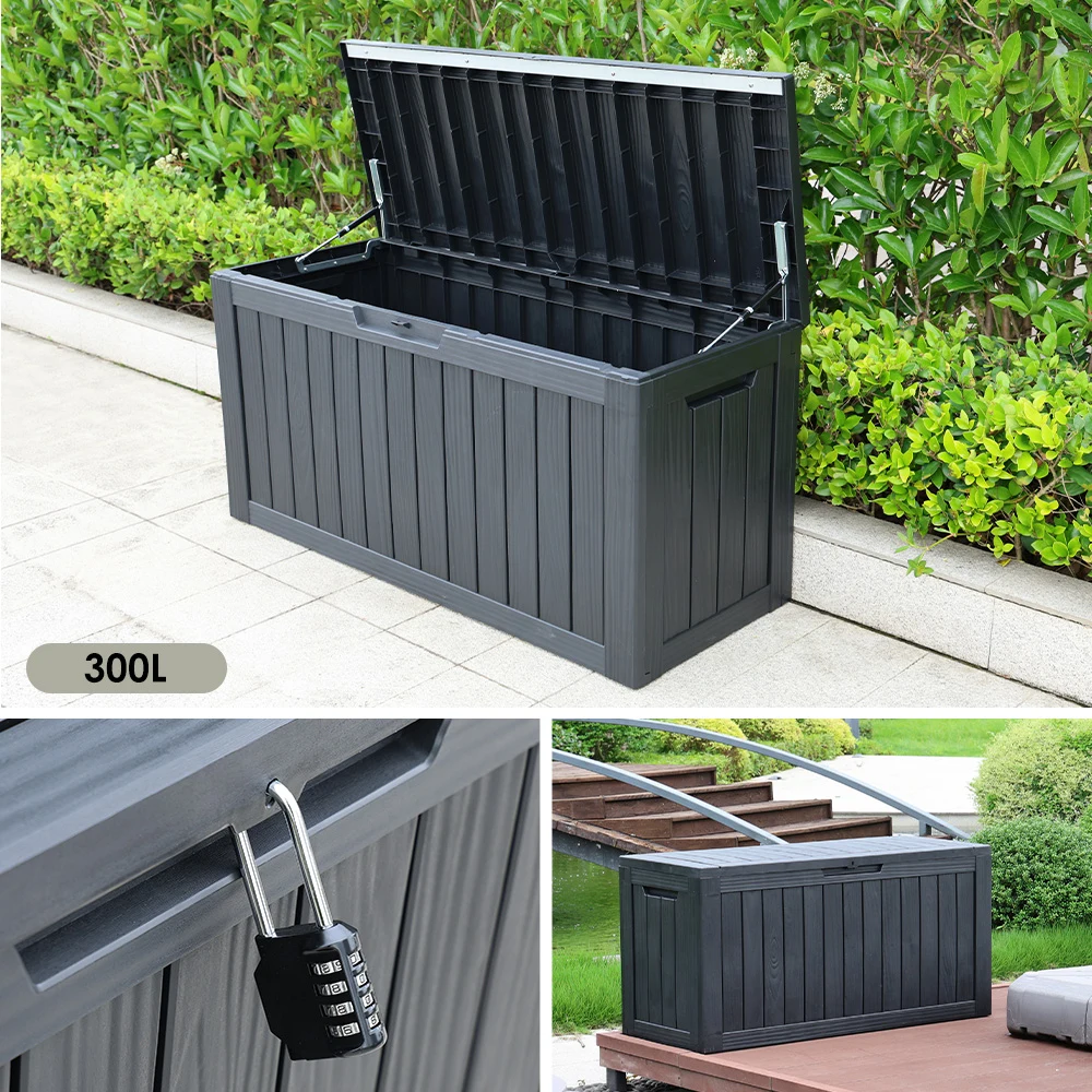 【ブラック 118L 56.1*43.4*53.4cm】戸外収納庫 収納ボックス 置き配 ゴミ箱 小型 屋外 ストッカー 防水/耐侯 収納可能 ガーデン/庭/ベランダ 頑丈 ブラック