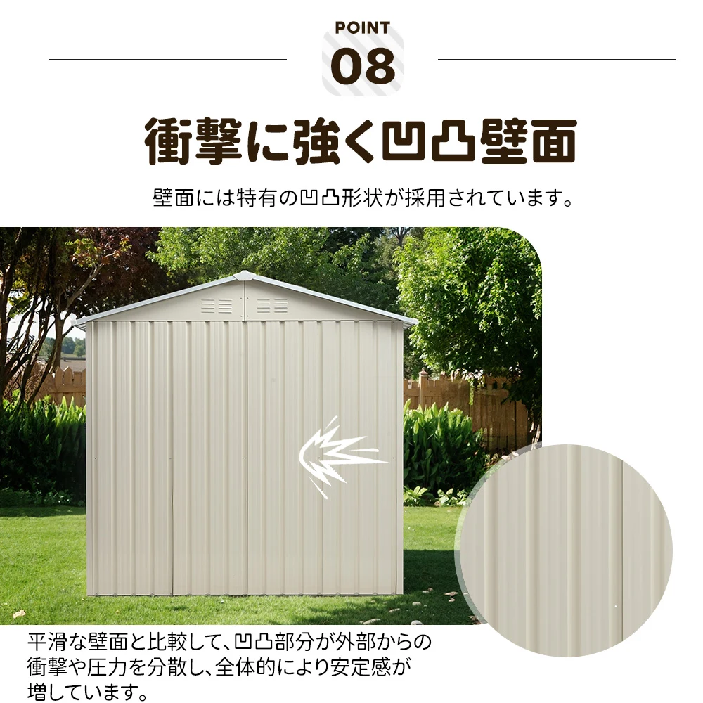 【可動棚&すべり出し窓付き】物置 屋外 スチール 倉庫 床材補強フレーム付き 戸外収納庫 W194cm*D162cm*H184cm 物置き おしゃれ 大型 収納庫 屋外物置 防さび ベランダ 防水 ドア スチール物置 屋外収納 ガーデニング 庭 新作【グレーホワイト】