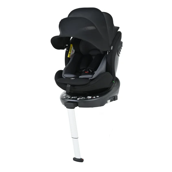 【サポートレッグ】新安全基準R129適合 チャイルドシート ISOFIX 360度回転 0-12歳頃 40~150cm 超広いサンシェード ジュニアシート 長く使える 洗える 取付簡単 キッズシート ベビーシート 出産祝い【ブラック+ダークグレー】