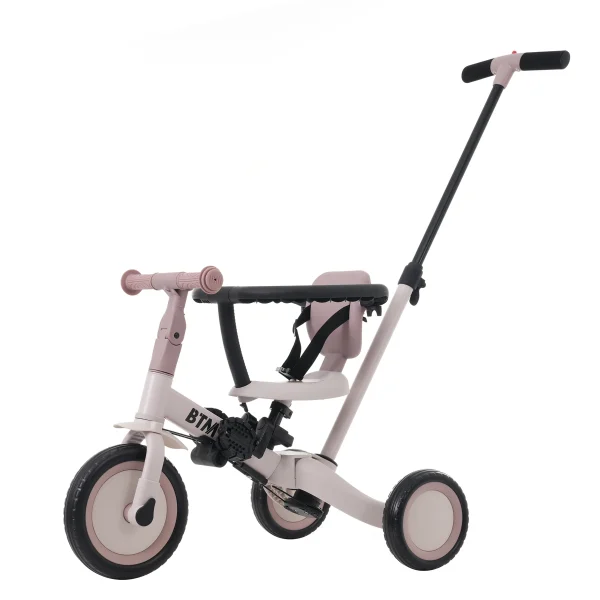 【MS295471 NEW COLOR:ピンク】子供用三輪車 4in1 自転車 オリジナル 押し棒付き 安全バー付き キックボード