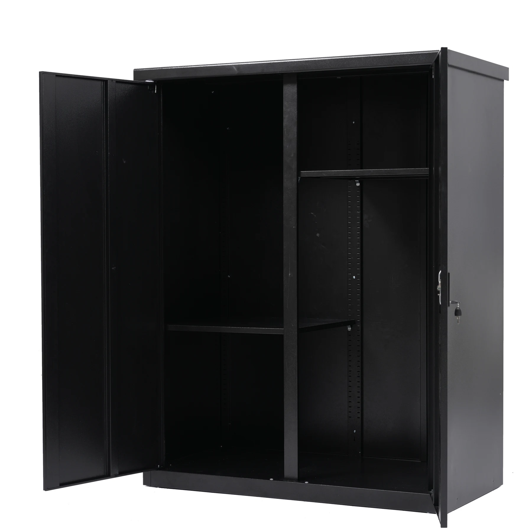 【ブラック 可動棚二枚付き】120*60*154cm 戸外収納庫 倉庫 大型物置 屋外 防水/耐侯 収納可能 ガーデン/庭/田畑/農場 頑丈 大容量