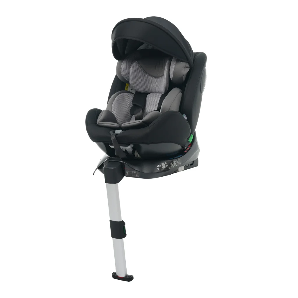 【サポートレッグ】 新安全基準R129適合 チャイルドシート ISOFIX 360度回転 0-12歳頃 40～150cm キャノピー付き ジュニアシート 長く使える 洗える 取付簡単 キッズシート ベビーシート 出産祝い【ブラック+グレー】