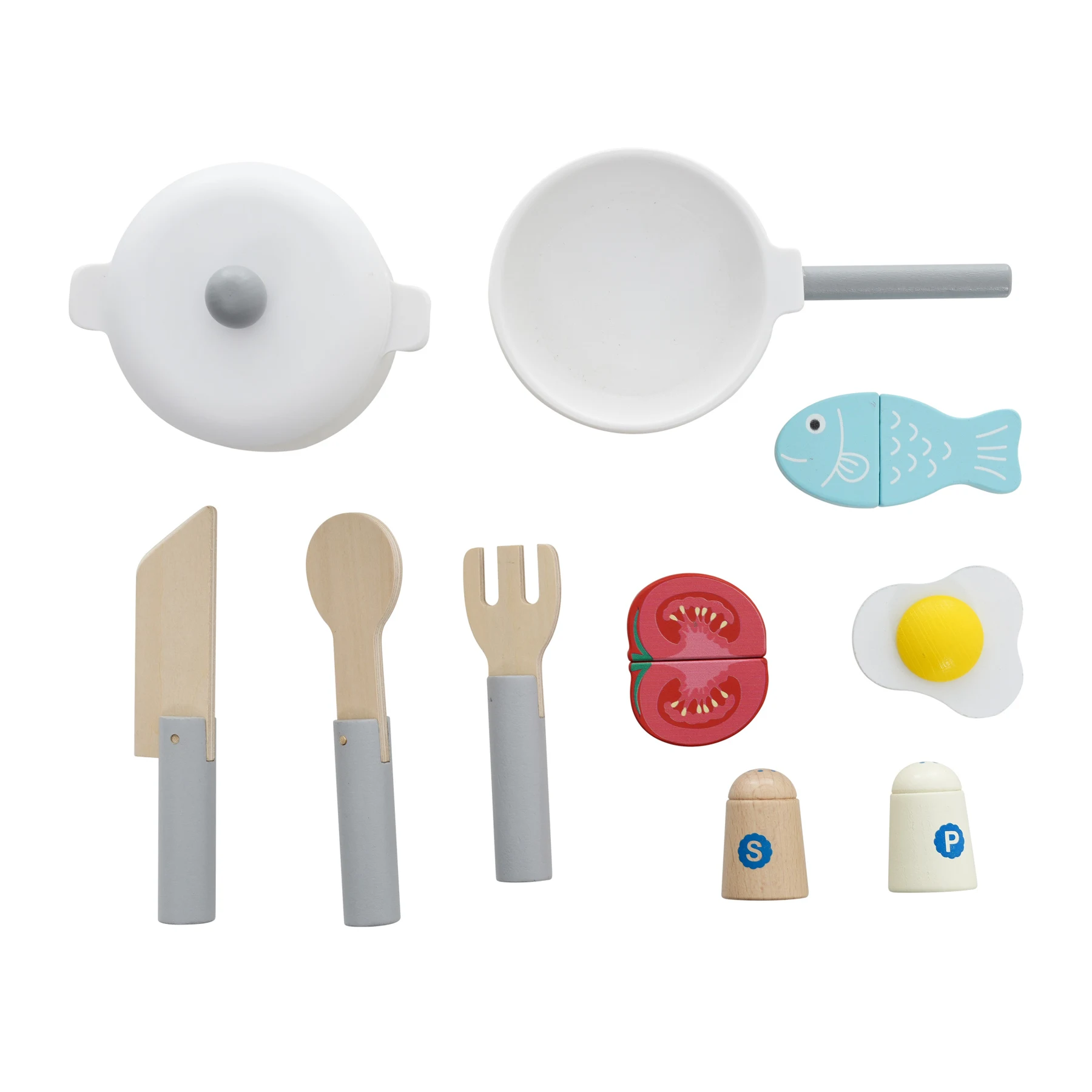 おままごと キッチン ヨーロピアンシェフ風 10点付属品 木製 台所 食材 卵 魚 トマト 調理器具付き 調味料 知育玩具 コンロ 電子レンジ 家事 おもちゃ キッズ ベビー 誕生日 プレゼント【ホワイト】