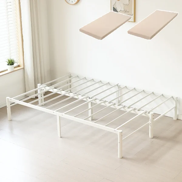 【ベージュマットレスつき】ディベッド 伸長式ベッド シングル 幅76～138cm 長さ200cm セミダブル ダブル パイプベッド ベッドフレーム 伸縮 下収納 おしゃれ 2way アイアン 来客用 省スペース ソファベッド 長さ200cm 北欧 おしゃれ お客用ベッド