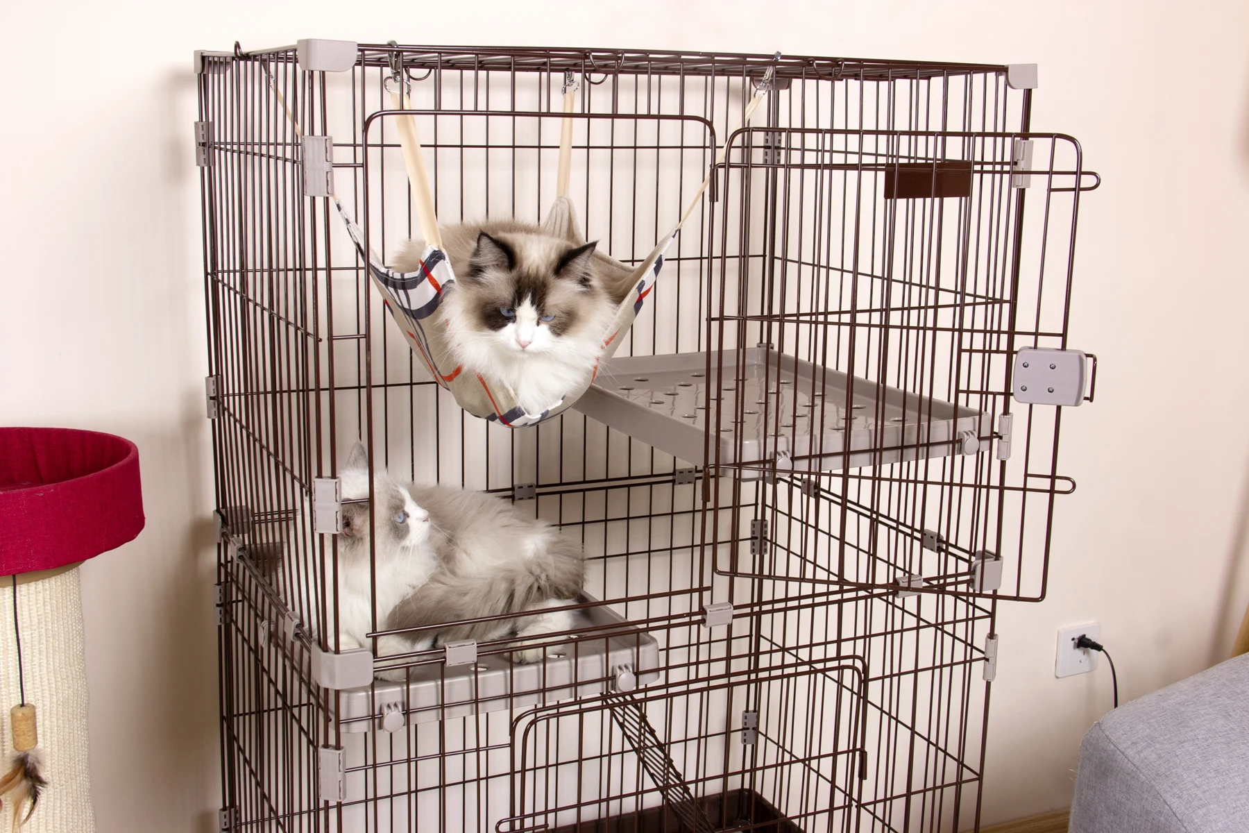 猫 ケージ キャットケージ 2段 猫トイレ付 キャスター付 ハンモック付 猫ゲージ おしゃれ キャットハウス ネコ ハウス 多段 留守番 保護 脱走防止 多頭飼い 多頭 スチール ペットケージ 新作