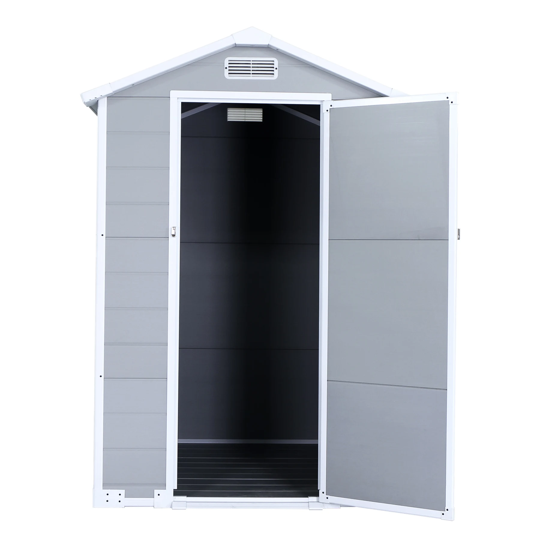 【4000L】物置 屋外 戸外収納庫 XLsize PP樹脂製 窓付き 倉庫 物置き おしゃれ 大型 収納庫 屋外物置 防さび ベランダ 防水 ドア 物置 屋外収納 ガーデニング 庭 新作【ライトグレー】
