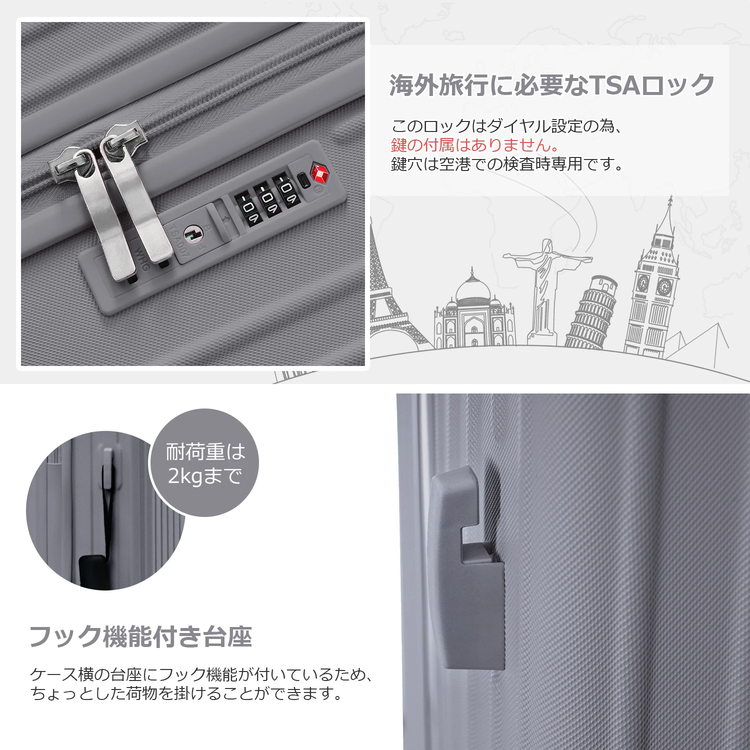 スーツケース Mサイズ キャリーケース キャリーバッグ Mサイズ ストッパー付き アルミコーナーパッド 3日~7日 大容量超軽量 軽い おしゃれ かわいいダブルキャスター 中型 suitcase