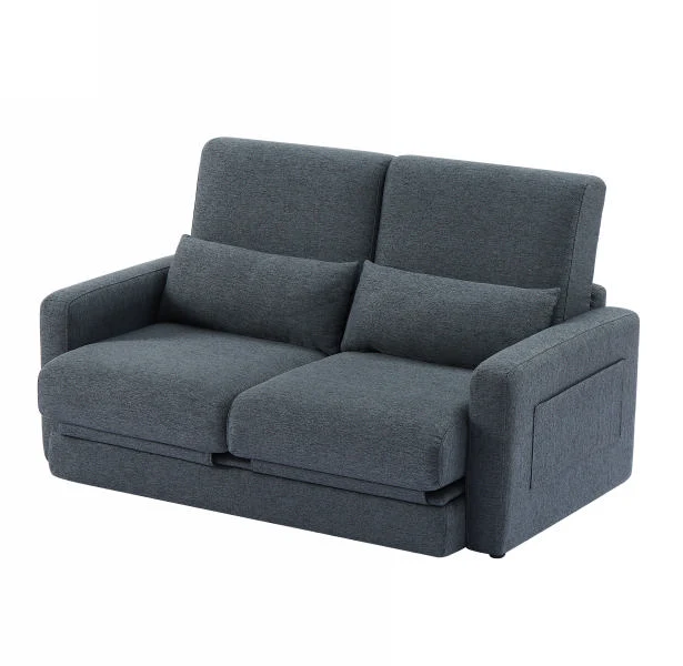 2 seater sofa ソファ 2人掛け 収納付き ファブリック 両側に肘掛け付き 木脚外し可能 ローソファ コンパクト ひとり暮らし カウチソファー