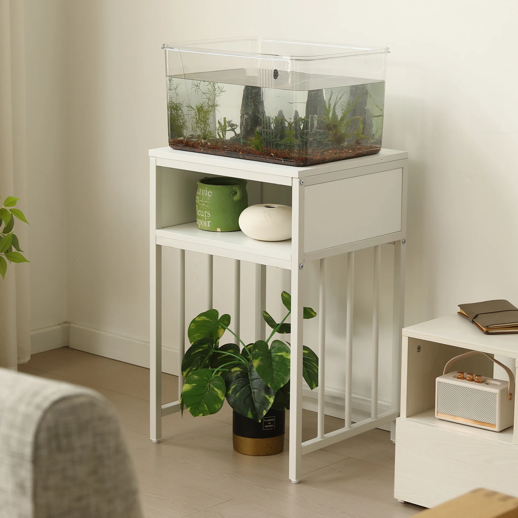 水槽台 水槽スタンド 45cm*40cm 耐荷重100kg 収納棚 二段 幅45cm スチール 頑丈 アジャスター付 水槽 ラック 収納棚 木製 飼う 2段 収納ラック