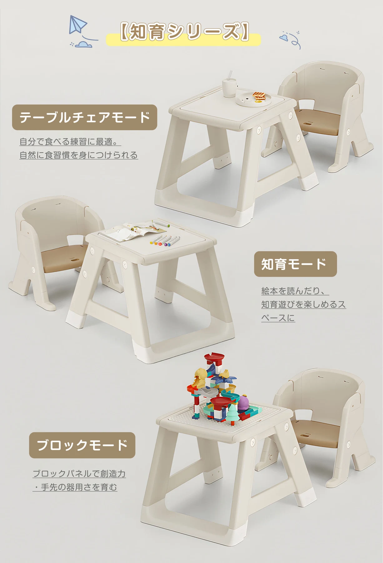 7IN1多機能ベビーチェア ベビーチェア ハイチェア 分割可能 高さ調節 ガード付 キャスター付 ダイニングチェア ベビー 子供椅子 ハイ キッズチェア 安全ベルト 食事用 知育 テーブル&チェア ブロック ロッキングチェア 組立簡単 赤ちゃん 子供用 キッズ ダイニング チェア