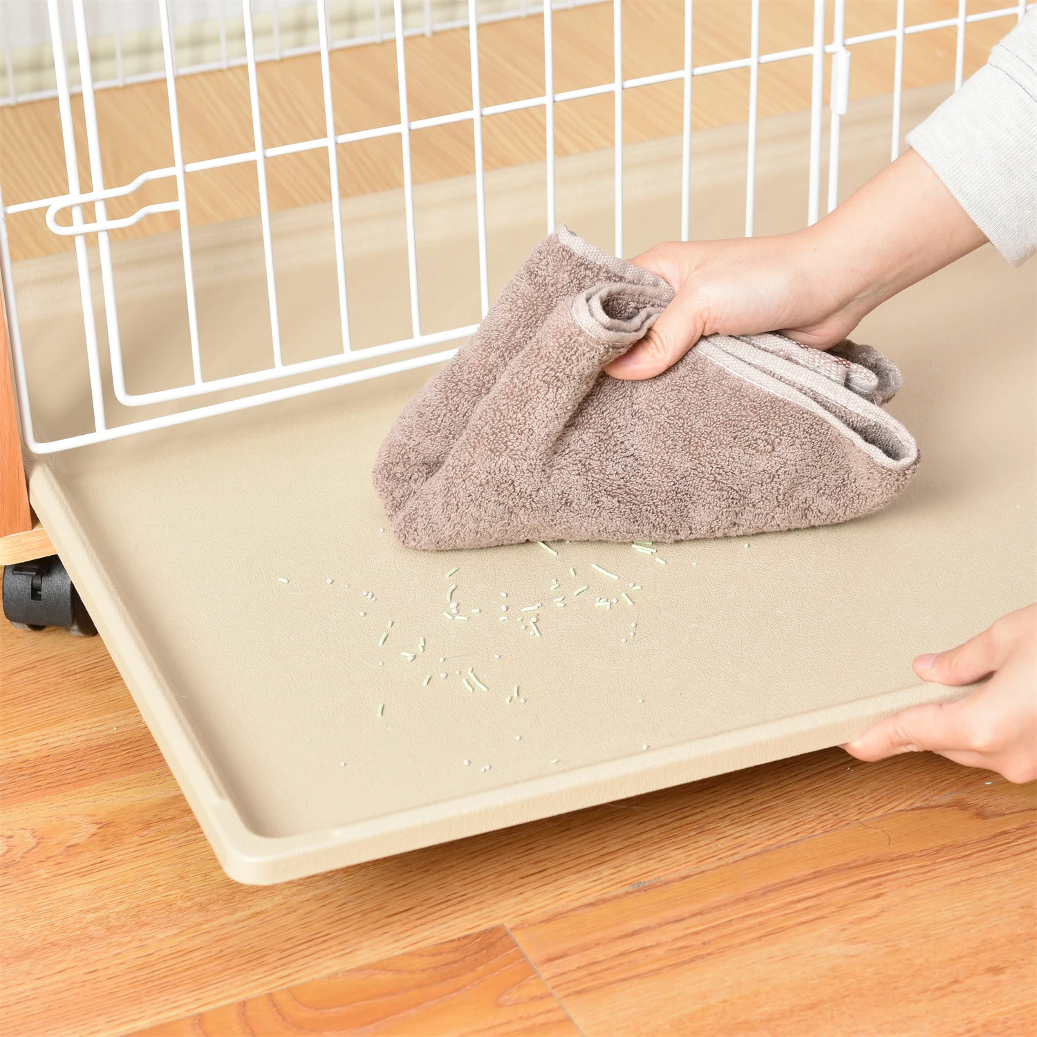 猫 キャットケージ ケージ 木製 キャットハウス ネコ ハウス 留守番 保護 脱走防止 多頭飼い 多頭 スチール 二段 (ナチュラル)