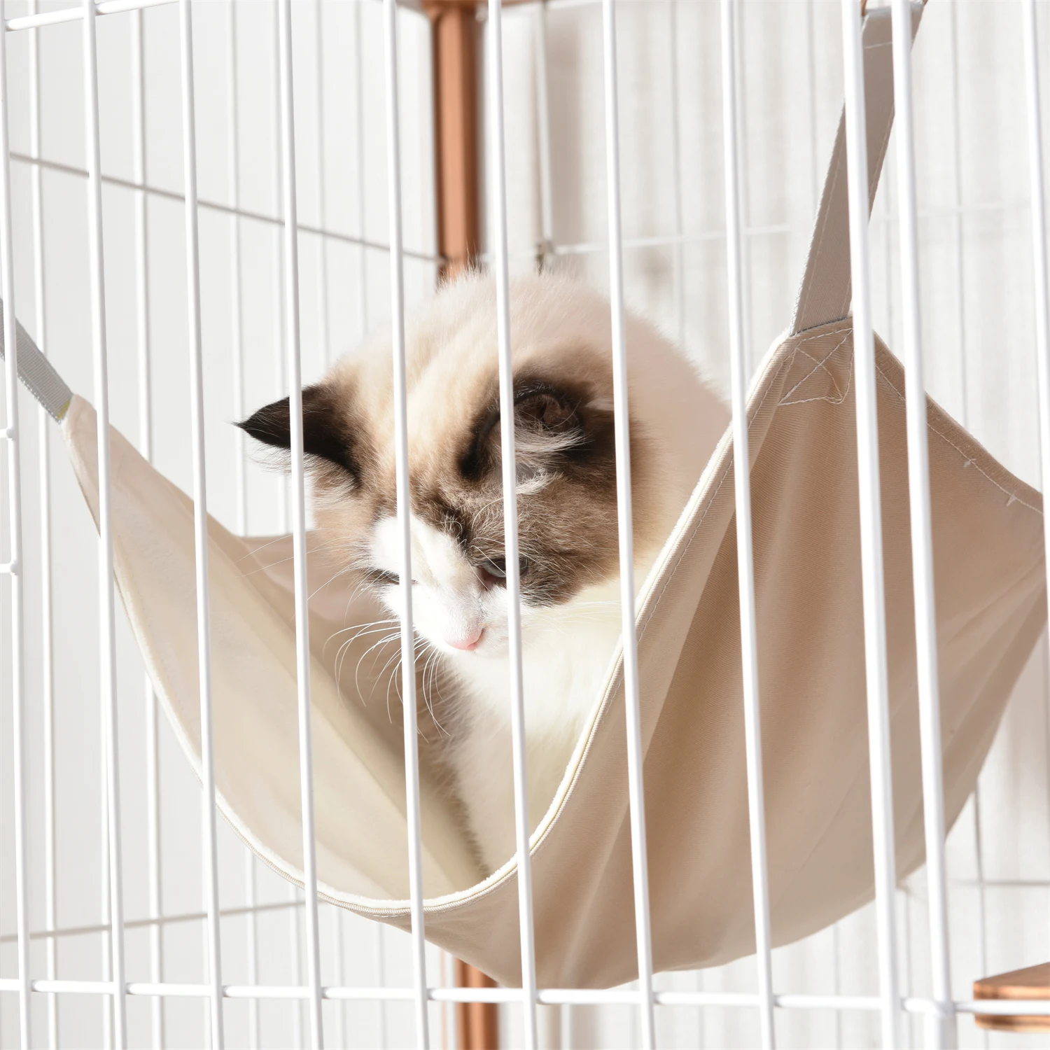 猫 キャットケージ ケージ 木製 キャットハウス ネコ ハウス 留守番 保護 脱走防止 多頭飼い 多頭 スチール 三段 (ナチュラル)
